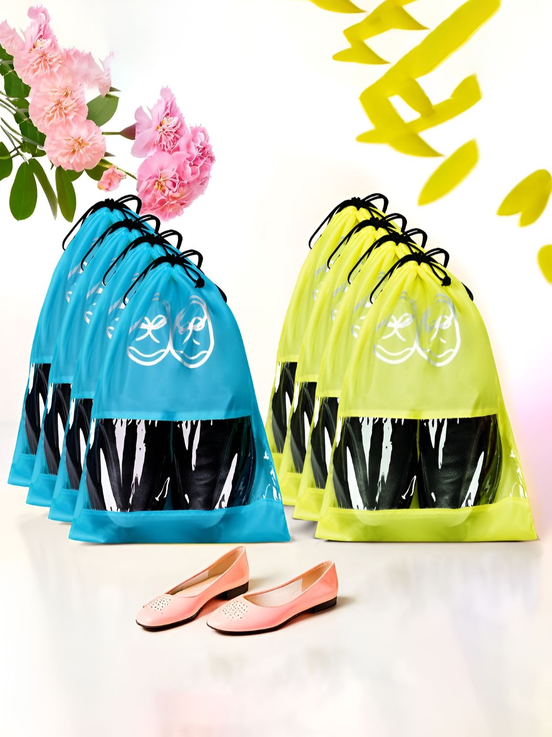Aura Blue & Yellow 8 Pieces Reusable Shoes Organisers-picture-33