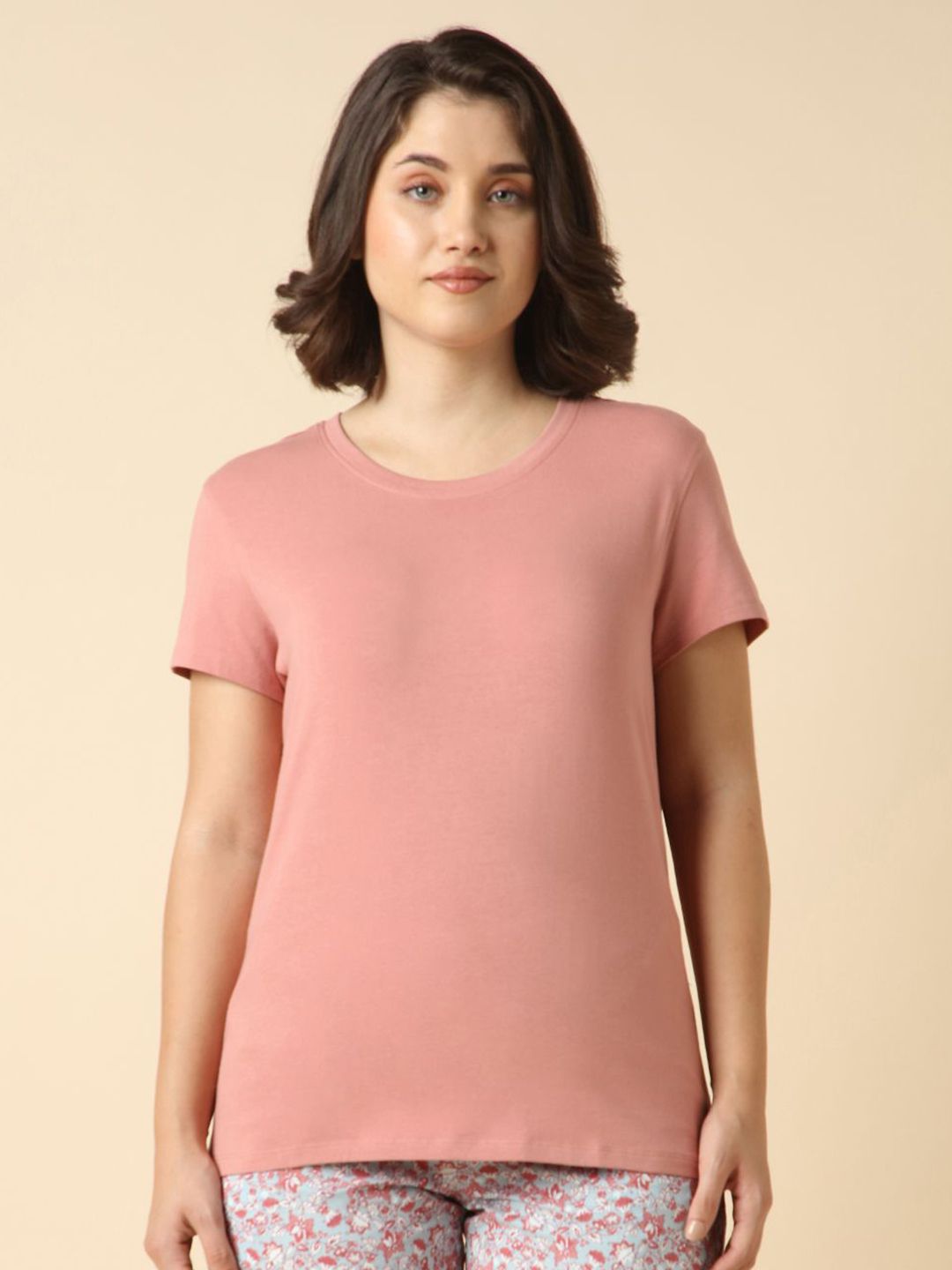 Van Heusen Women Solid Round Neck Cotton Relaxed Fit T-shirt-picture-35