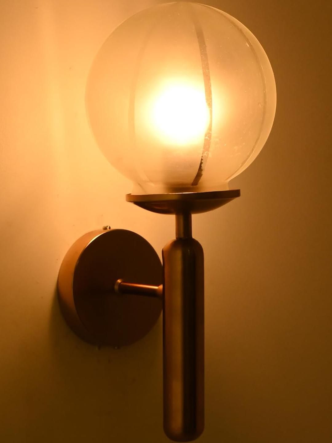 SOMIL White & Gold-Toned Printed Glass Cylinder Shaped Wall Lamp-picture-33