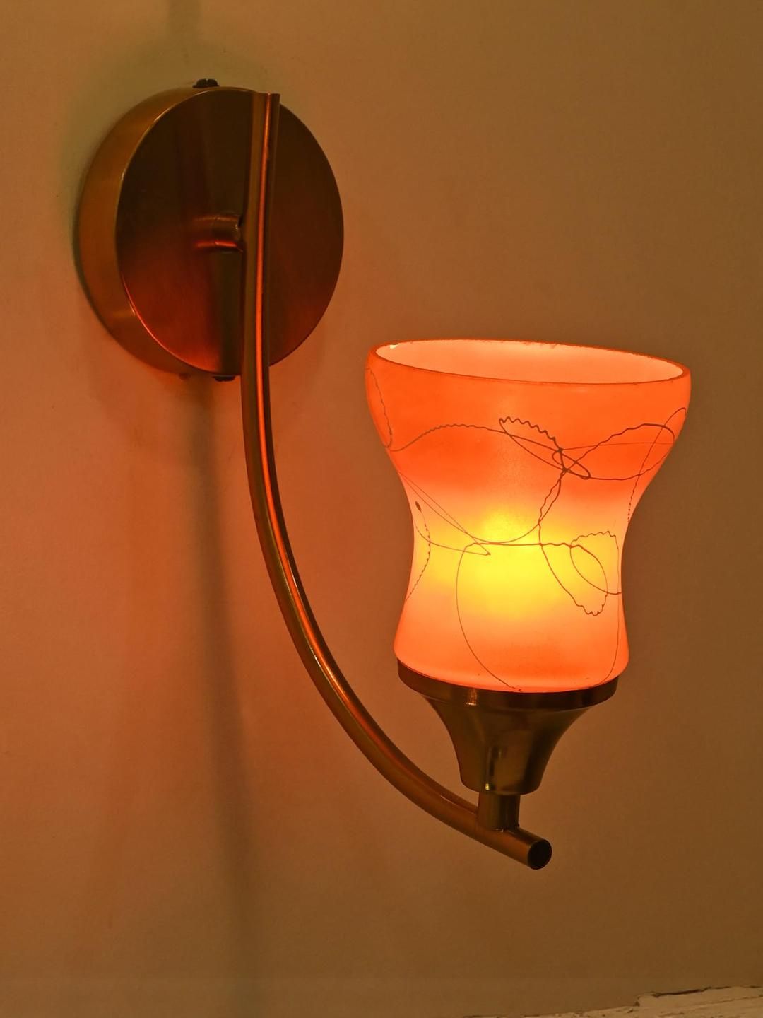 SOMIL Orange & White Printed Glass Cylinder Shaped Wall Lamp-picture-34