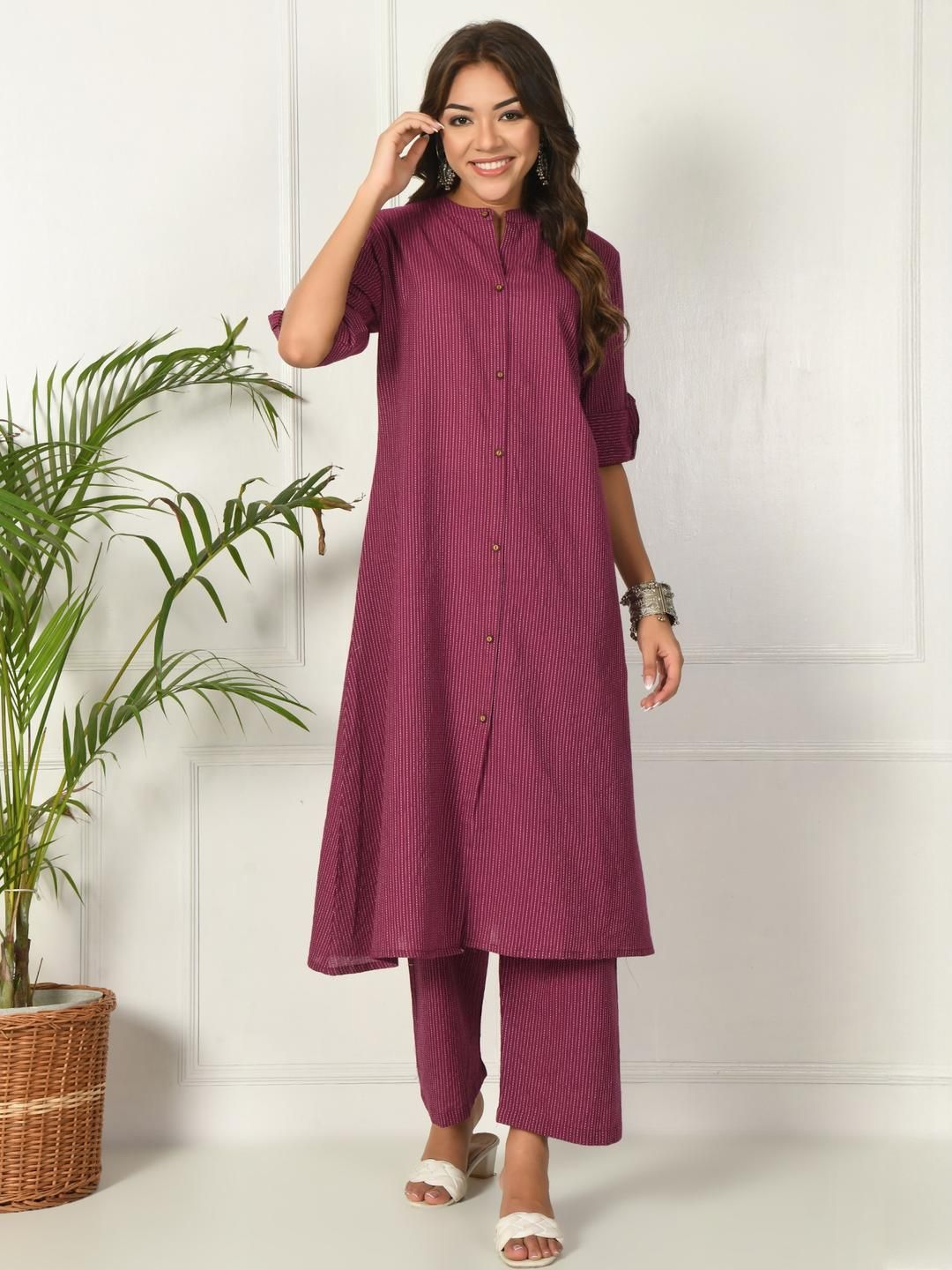 PPAPITA Women Purple Kurta Sets