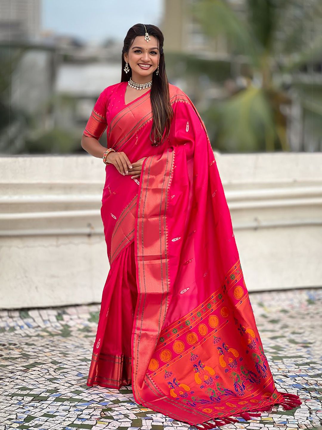 ELITE WEAVES Woven Design Zari Paithani Saree-picture-18