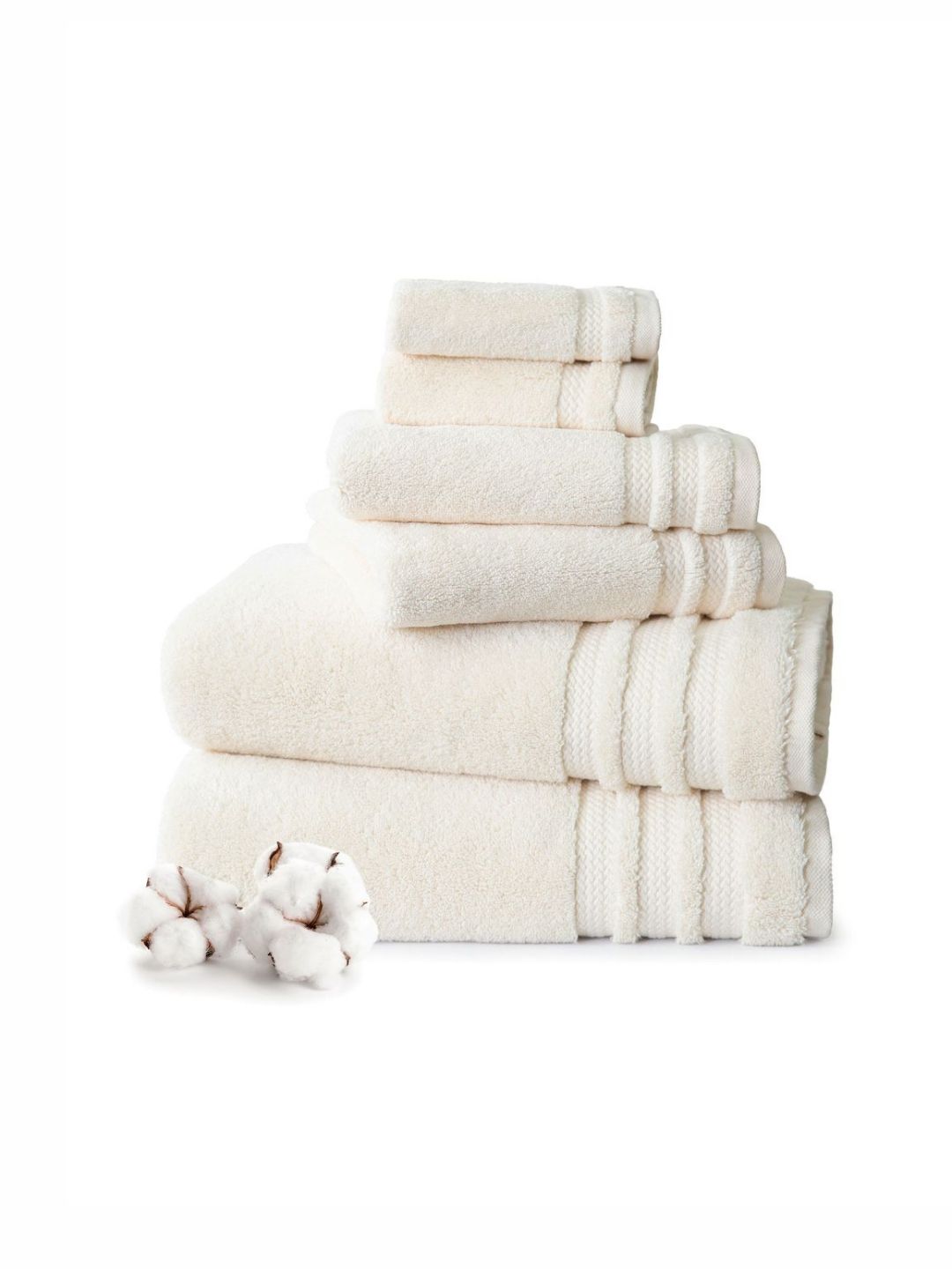 MYTRIDENT 6-Pieces White 625 GSM Pure Cotton Towel Sets-image-2