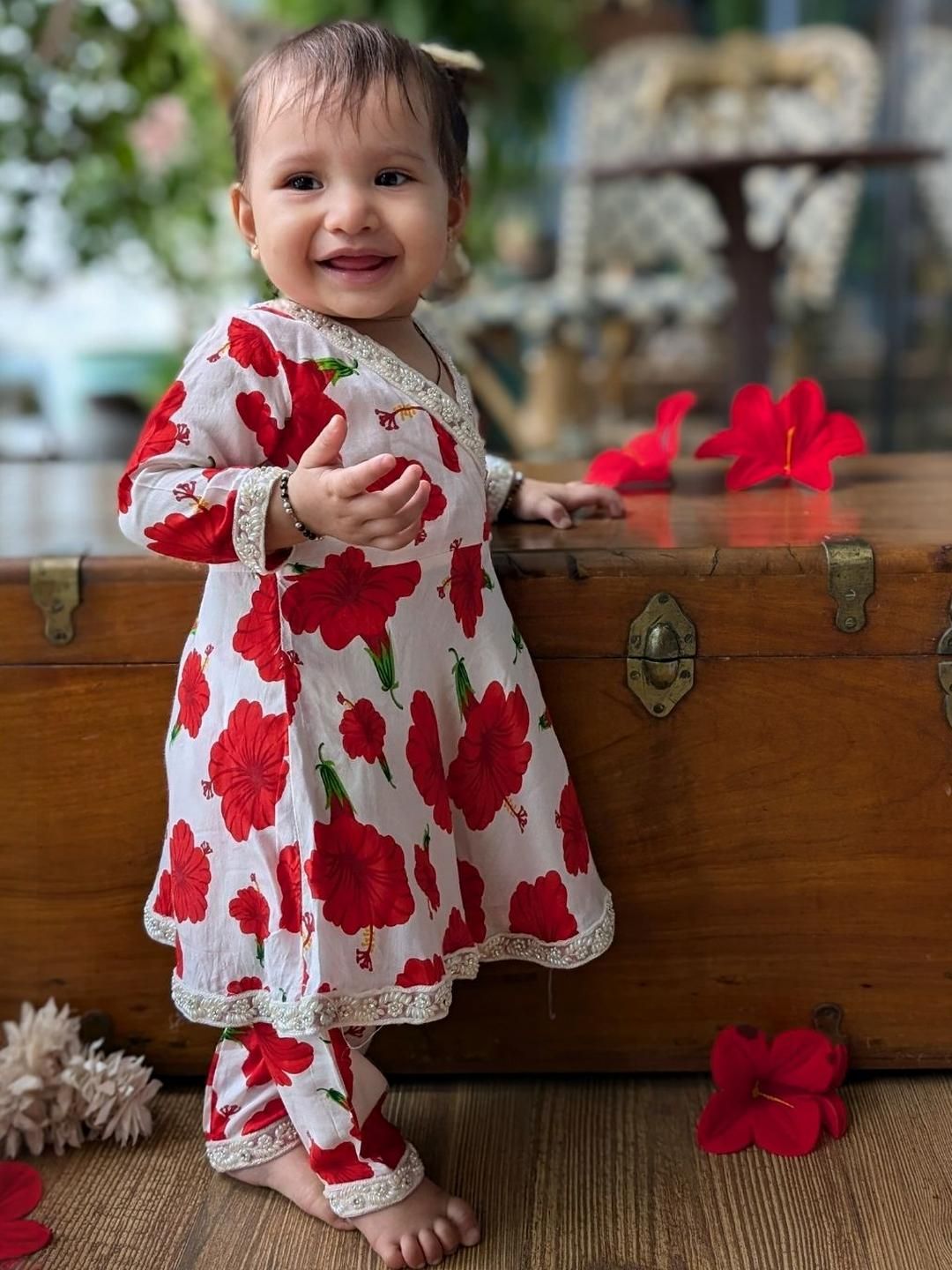 Tura Turi Girls Red Art Silk Kurta Sets-picture-50