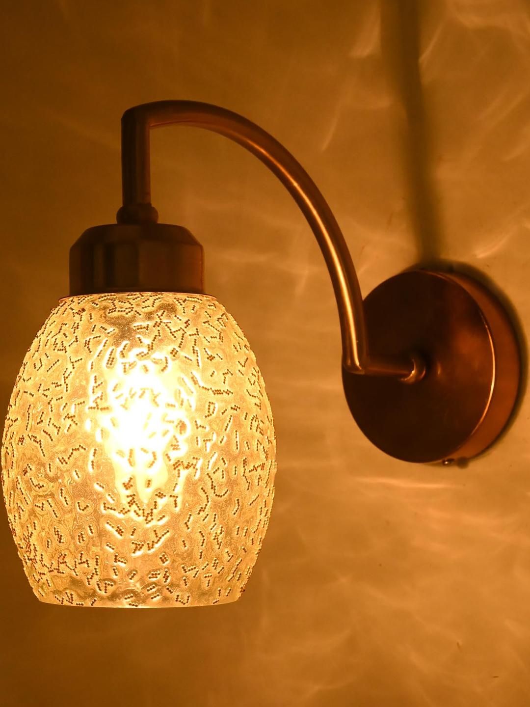 SOMIL White & Gold-Toned Printed Glass Cylinder Shaped Wall Lamp-picture-32