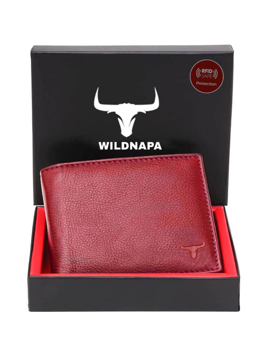 WILDNAPA Men Brand Logo Leather Two Fold Wallet-picture-26