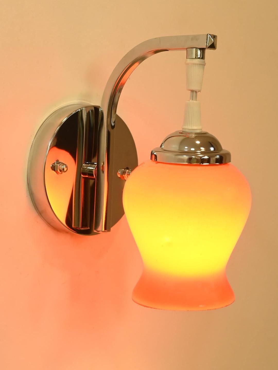 SOMIL Orange & Silver-Toned Glass Spherical Shaped Wall Lamp-picture-23
