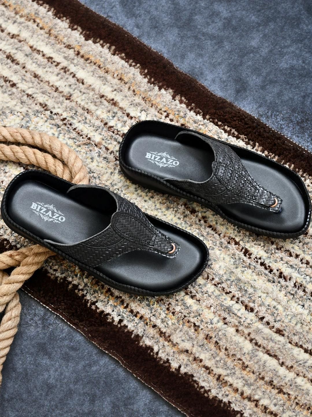 Bizazo Men White Flip Flops-image-2
