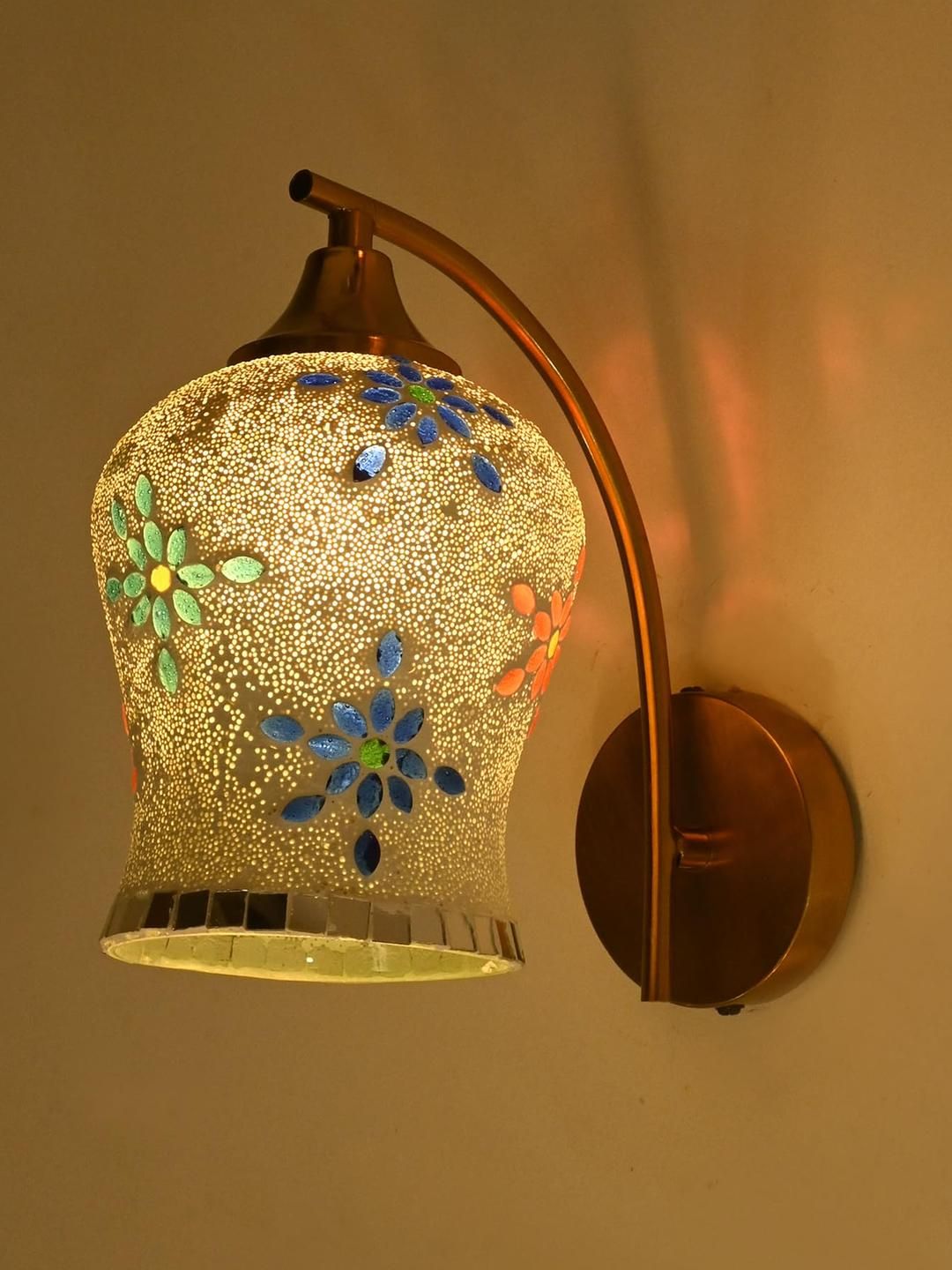 SOMIL Gold-Toned Printed Glass Cylinder Shaped Wall Lamp-picture-14