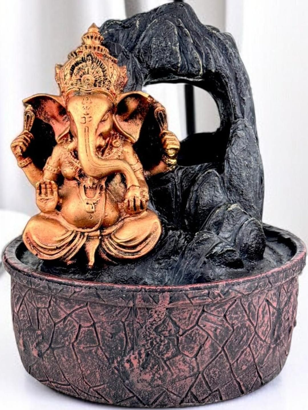 Go Hooked Gold And Black Lord Ganesha Waterfall Fountain with LED Light Fountain-picture-27