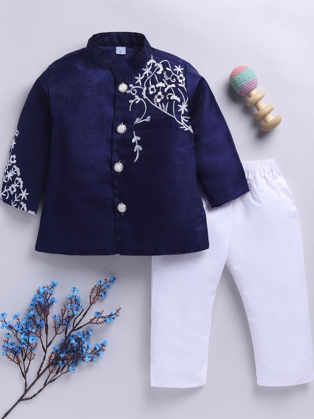 Covetus Boys Embroidered Ethnic Jacket and Pant Set