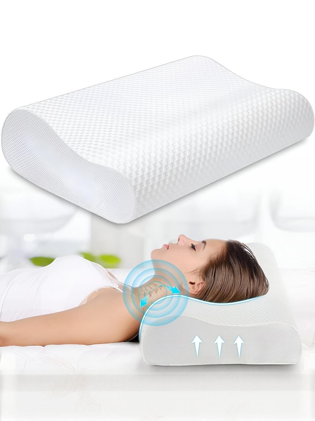 CREDICUS White Memory Foam Filled Cotton Lightweight Sleep Orthopedic Pillow-image-39