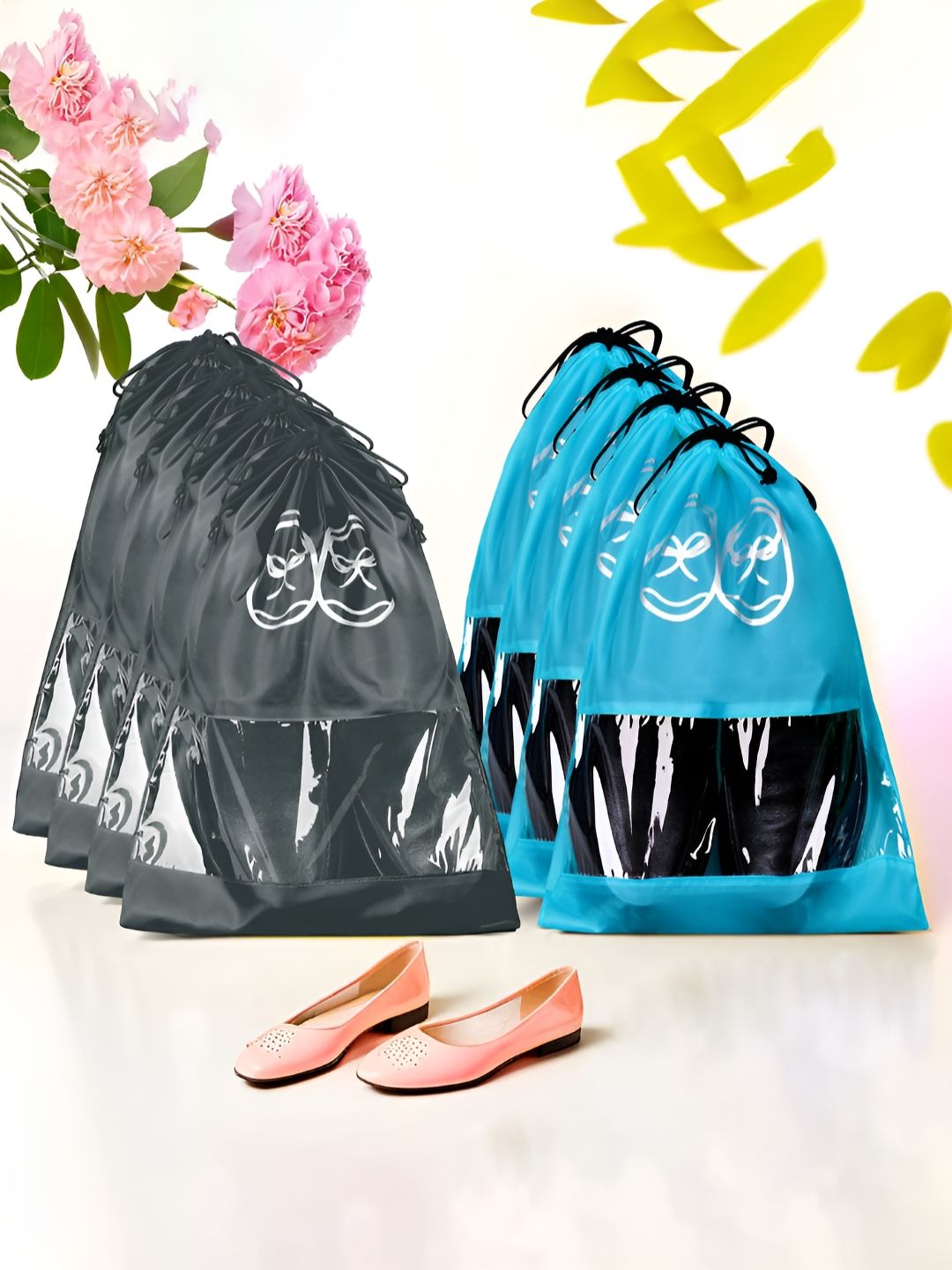 Aura Grey & Blue 8 Pieces Reusable Shoes Organisers-picture-26