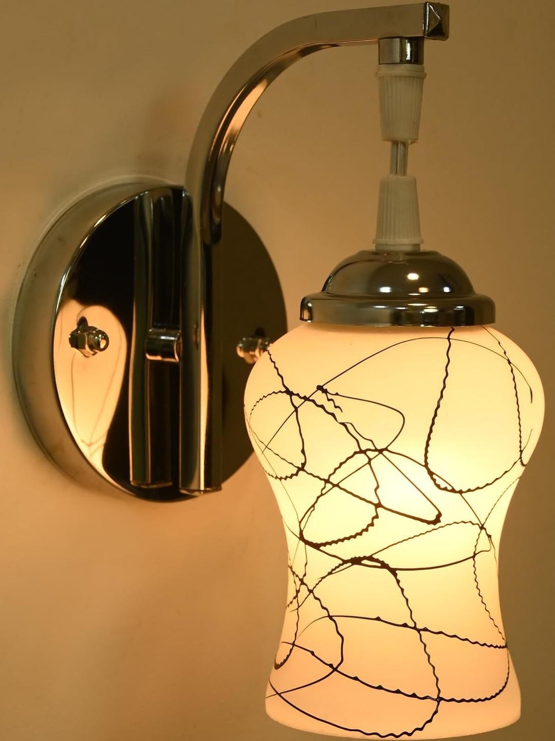 SOMIL Unisex White And Black Printed Glass Cylinder Shaped Decorative Wall Lamp-picture-50