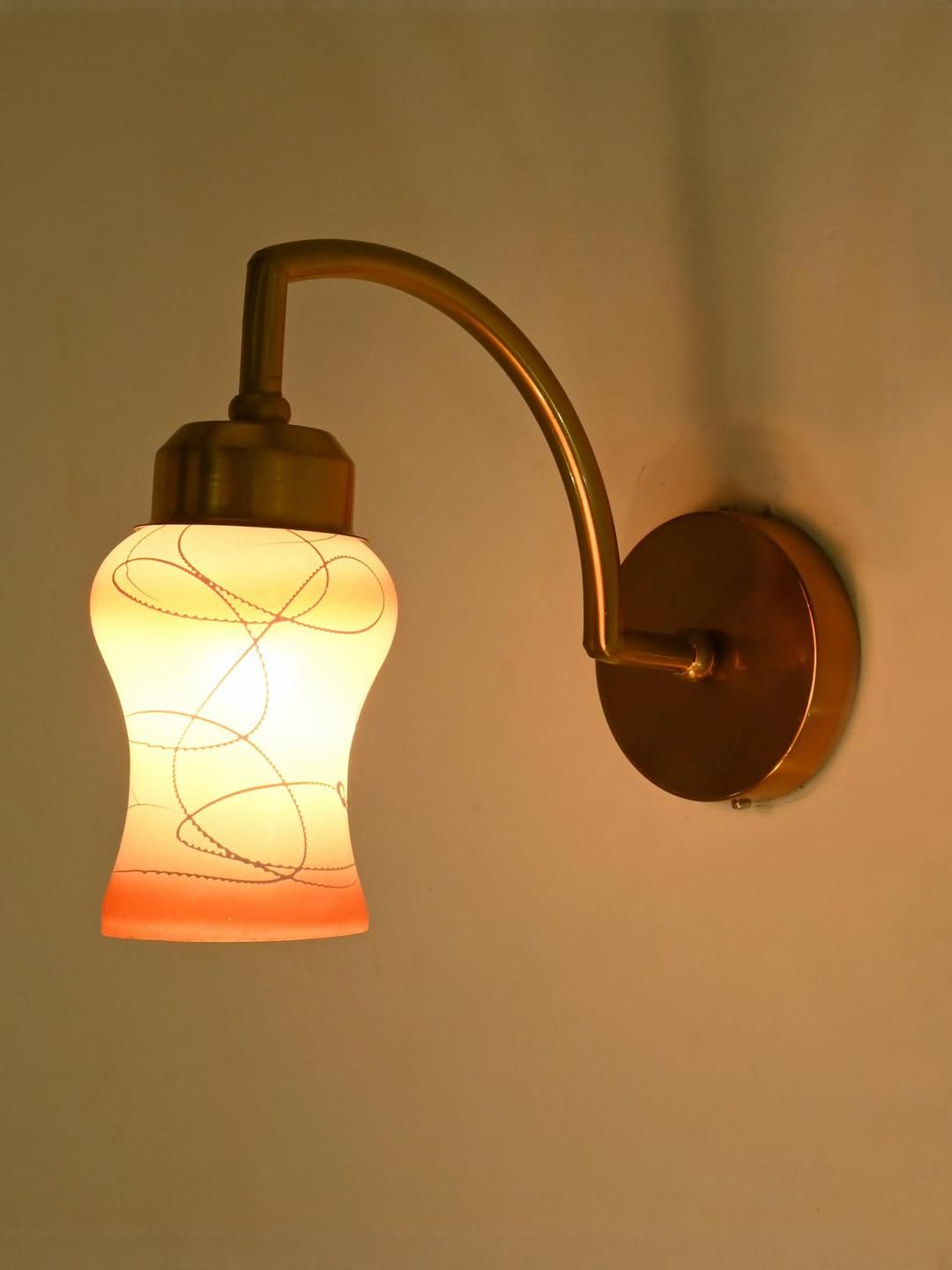 SOMIL Orange & White Printed Glass Cylinder Shaped Wall Lamp-picture-33