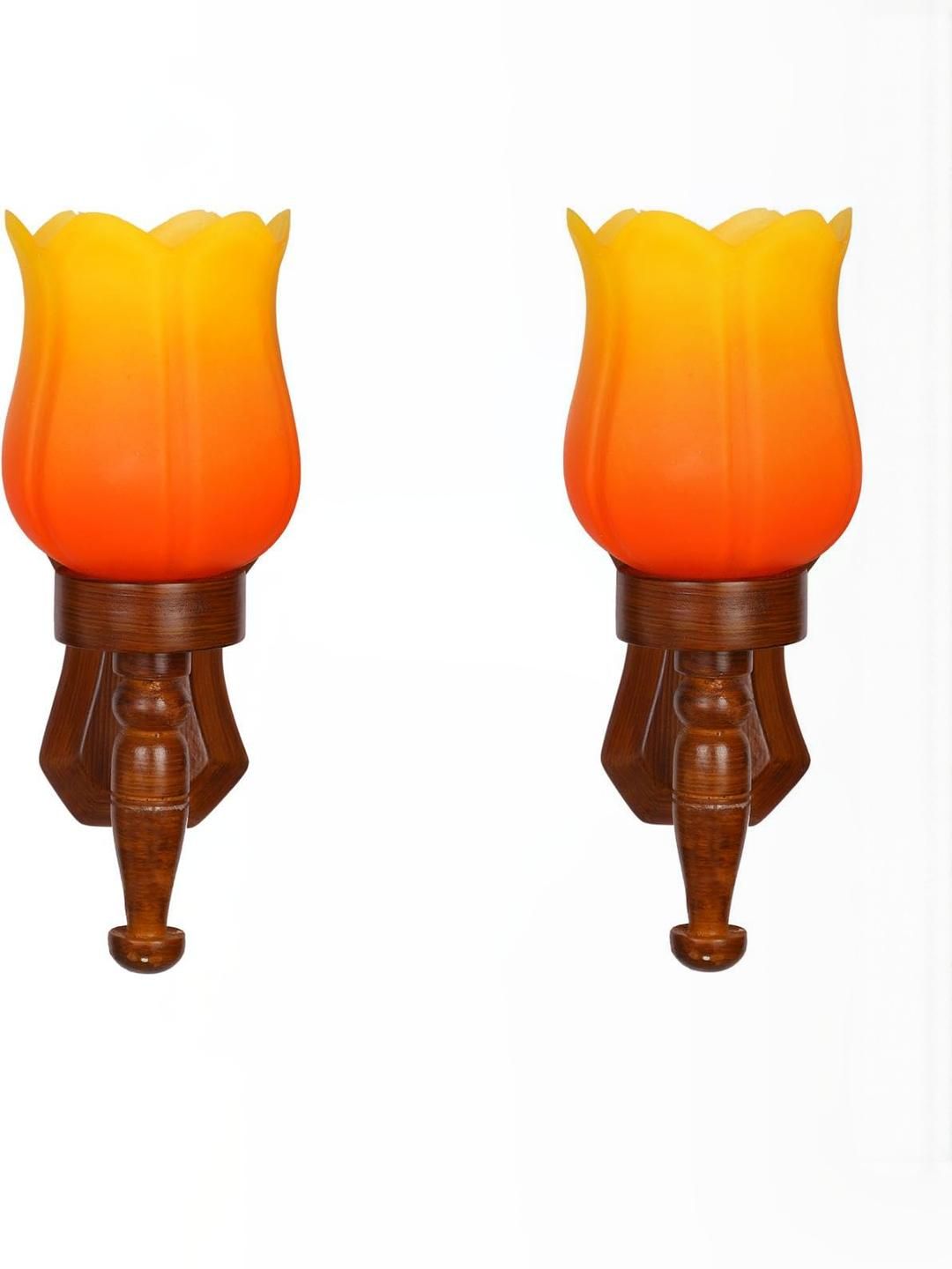 SOMIL Orange & Yellow Printed Glass Cylinder Shaped Wall Lamp-picture-32