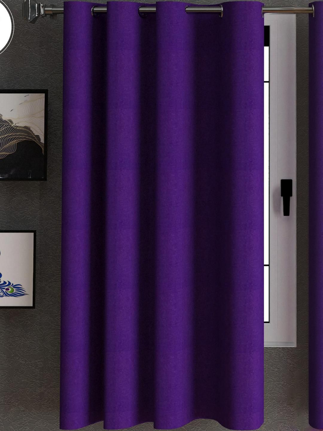 Lunar Days Unisex Set Of 1 Purple Ripple Fold Regular Window Curtain-image-43