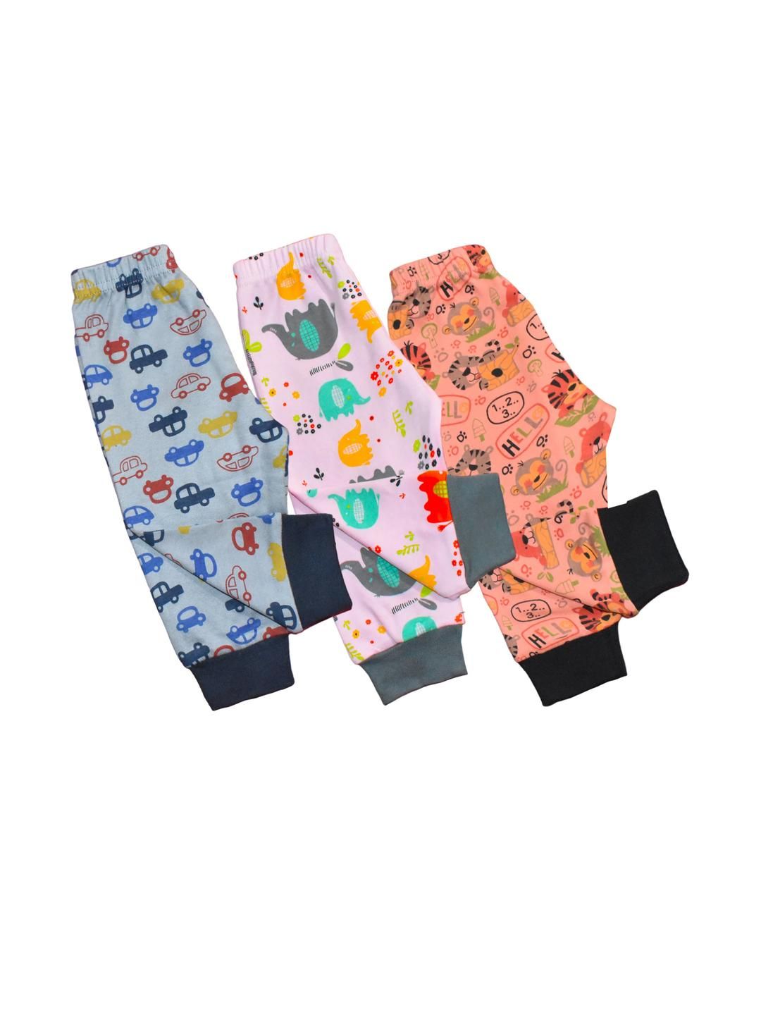 VParents Kids-Unisex Pack of 3 Multicolour Printed Cotton Pants-image-12