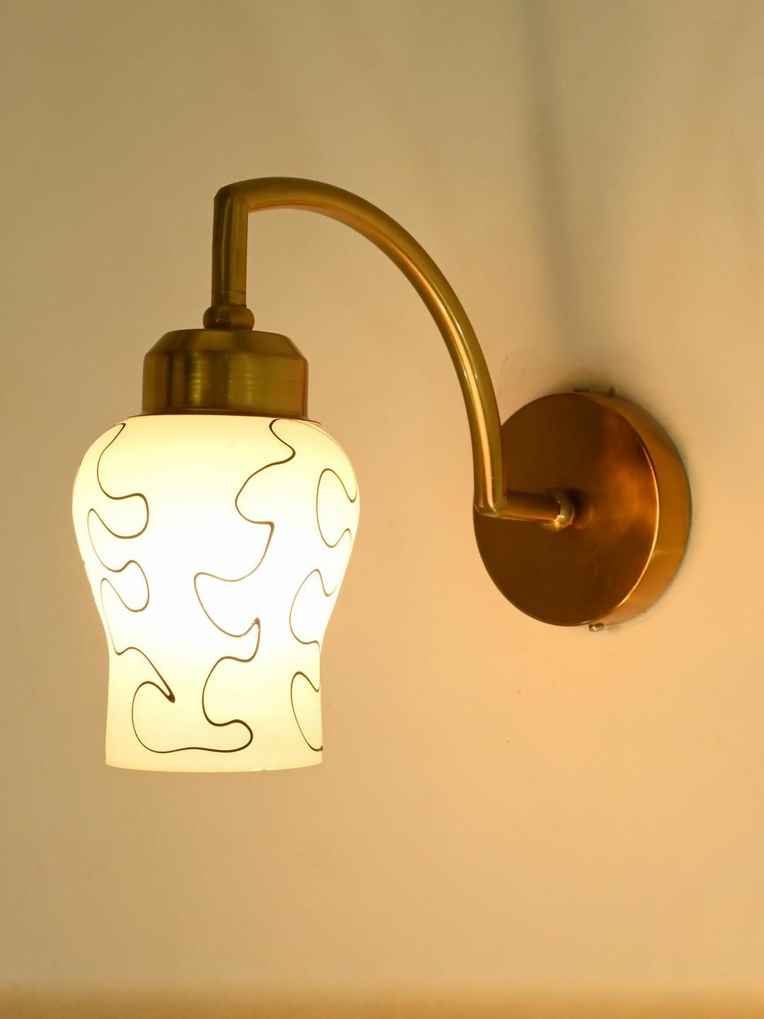 SOMIL White & Gold-Toned Printed Glass Wall Lamp-picture-28