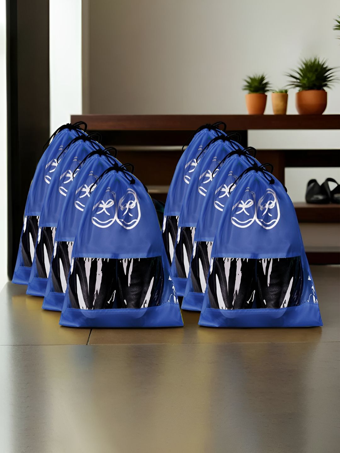 Aura Navy Blue 8 Pieces Reusable Shoes Organisers-picture-35