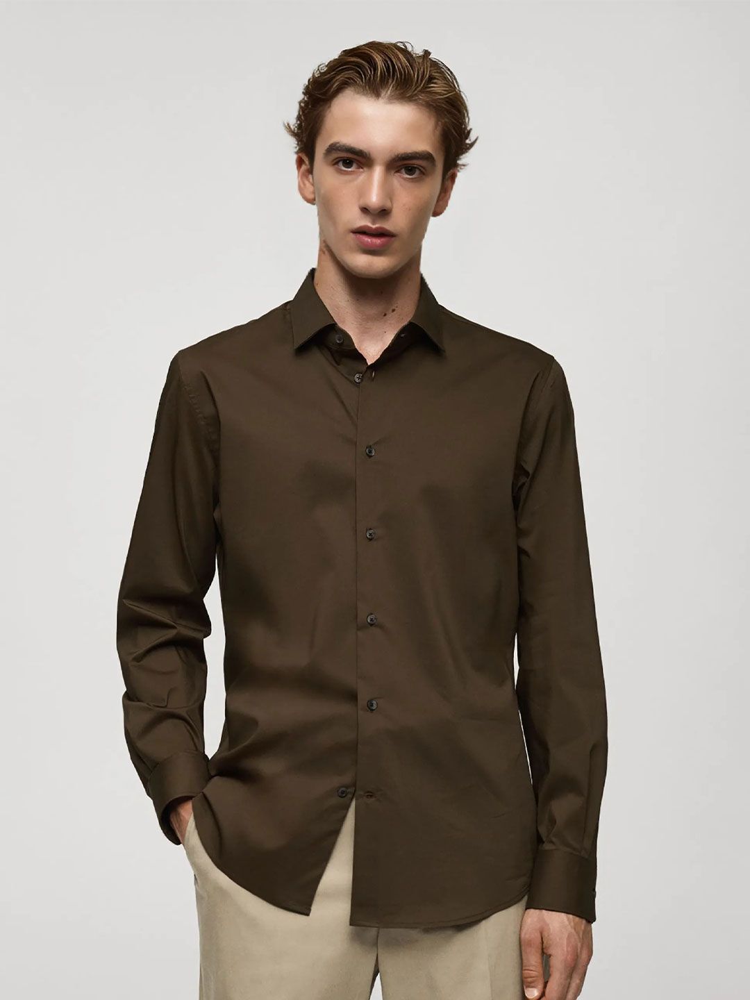 MISCHIEF MONKEY Classic Tailored Fit Spread Collar Pure Cotton Casual Shirt-picture-28