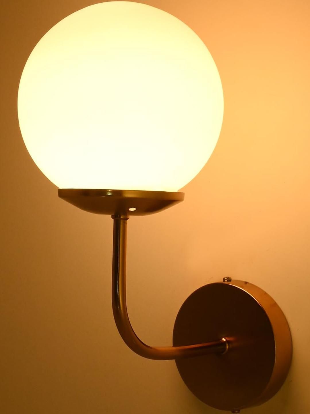 SOMIL White & Gold-Toned Printed Glass Cylinder Shaped Wall Lamp-picture-24