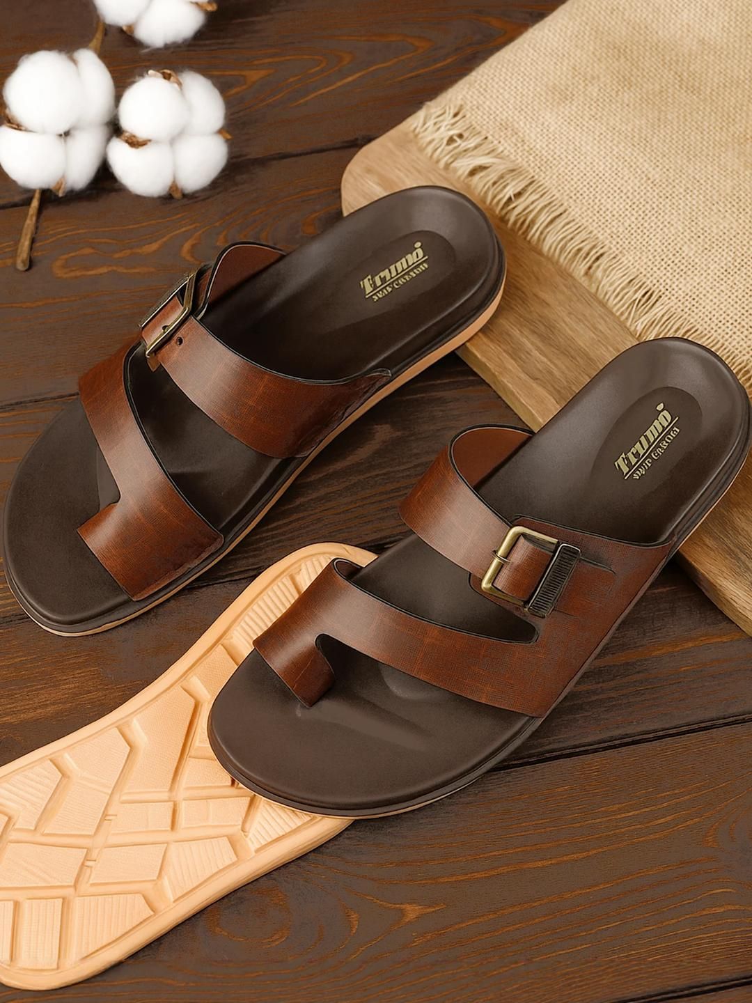 Trump Men Brown Flip Flops-picture-13
