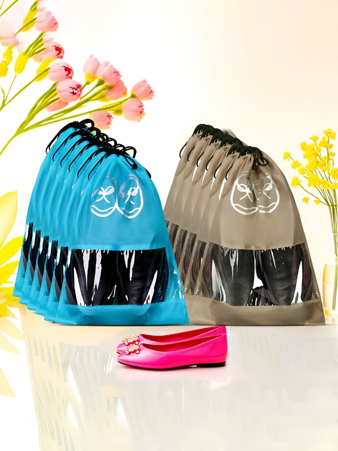 Aura Brown 12 Pieces Reusable Shoes Organisers-picture-27