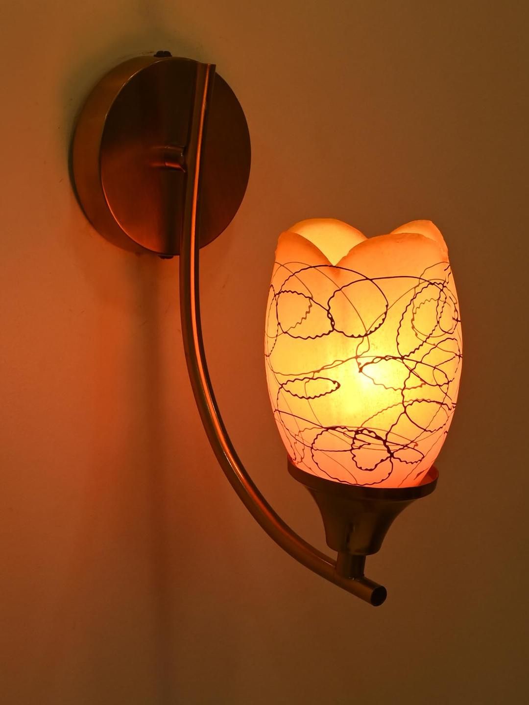 SOMIL Orange & Black Printed Glass Cylinder Shaped Wall Lamp-picture-36