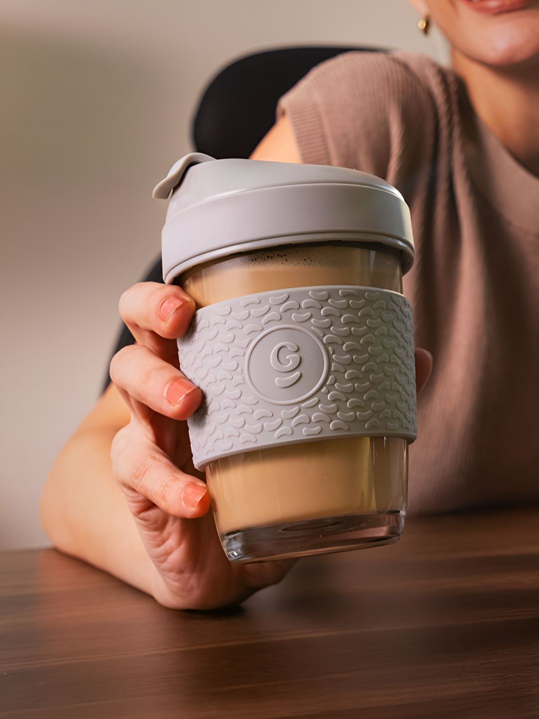 GLASAFE Grey Solid Printed Dishwasher Safe Borosilicate Glass Coffee-image-27