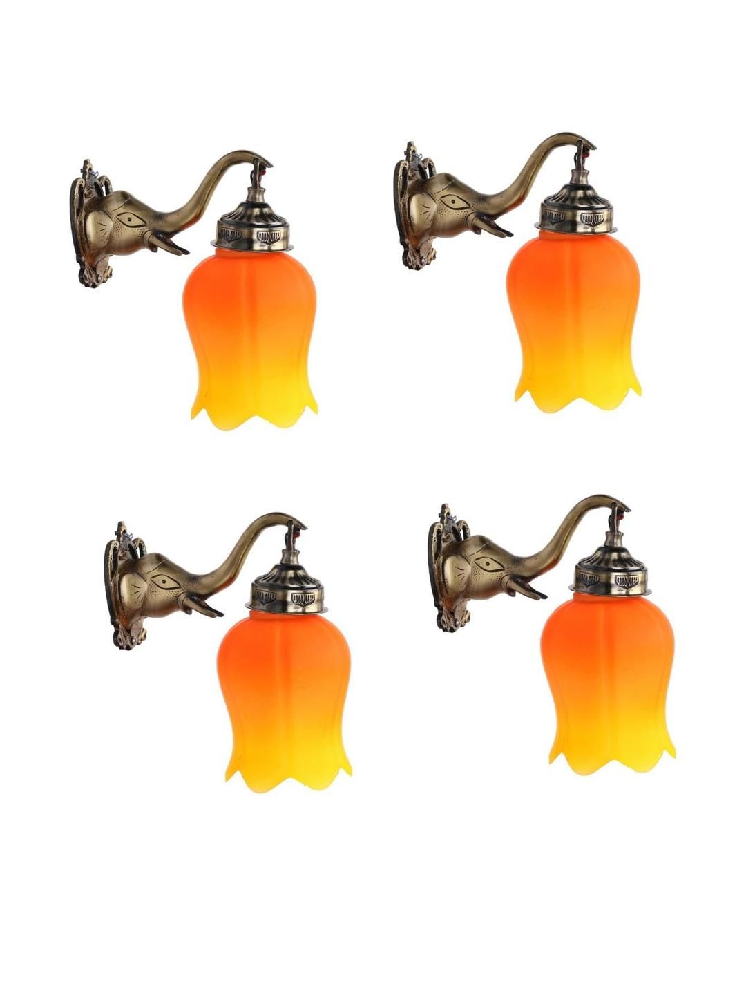 SOMIL Orange & Yellow Printed Glass Cylinder Shaped Wall Lamp-picture-31