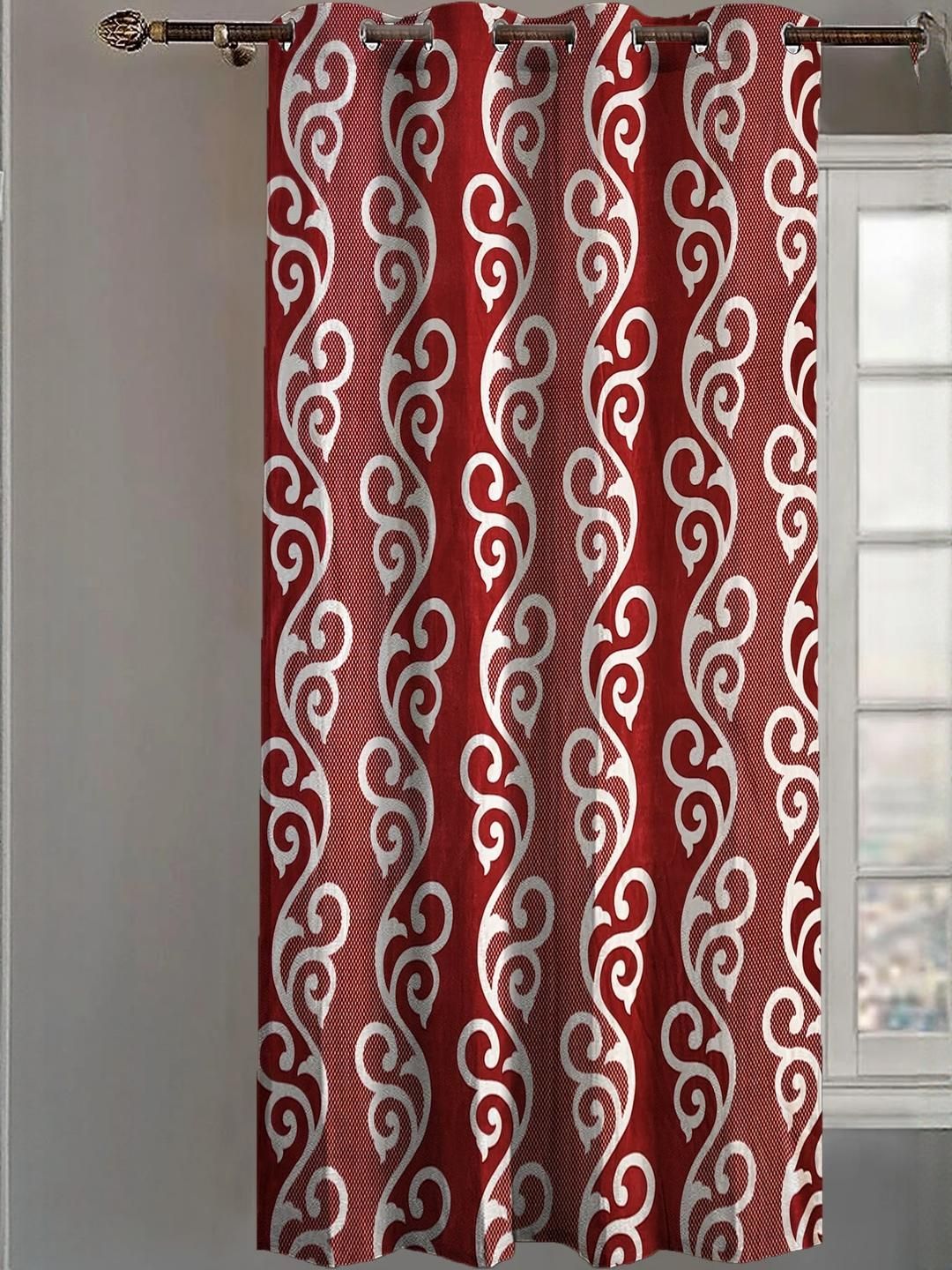 Lunar Days Pack of 1 Maroon Color Room Darkening Window Curtain-image-45