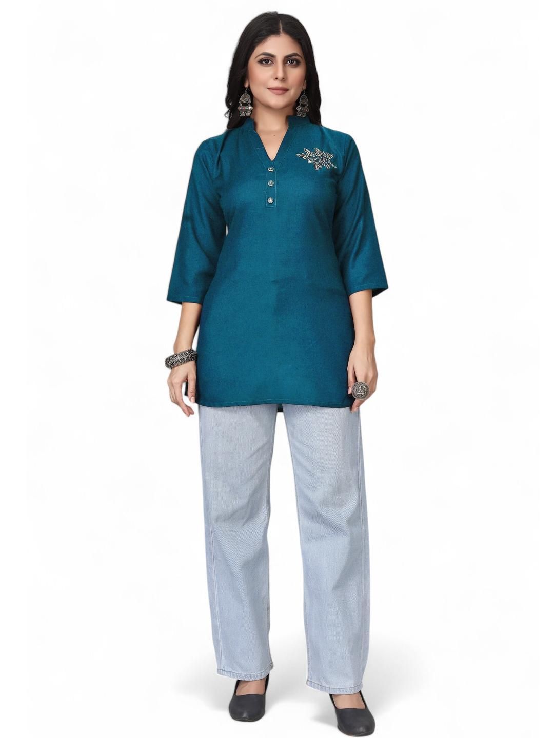 Fabtown Mandarin Collar Embroidered Tunic-picture-51