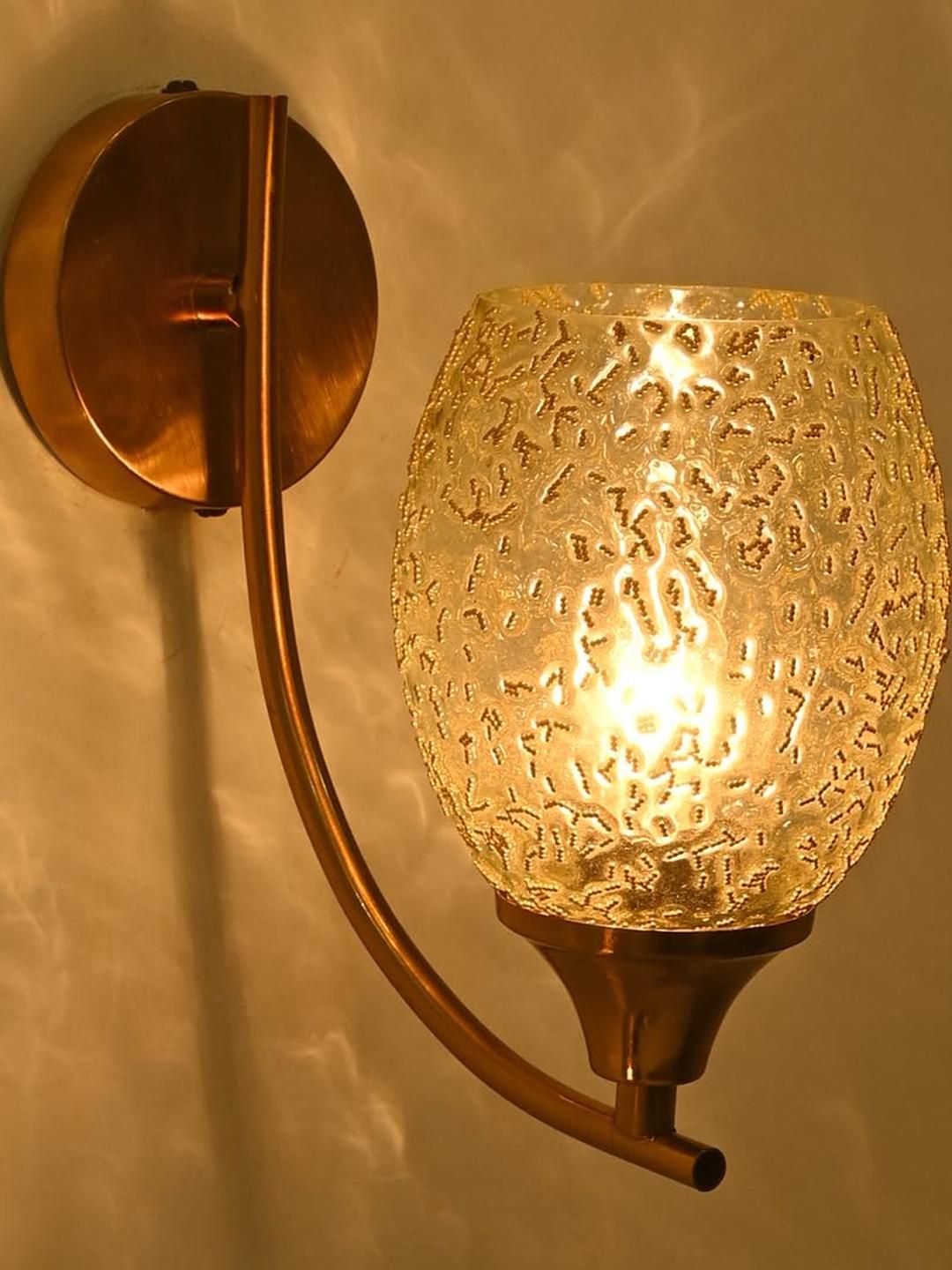 SOMIL White & Gold-Toned Printed Glass Cylinder Shaped Wall Lamp-picture-31