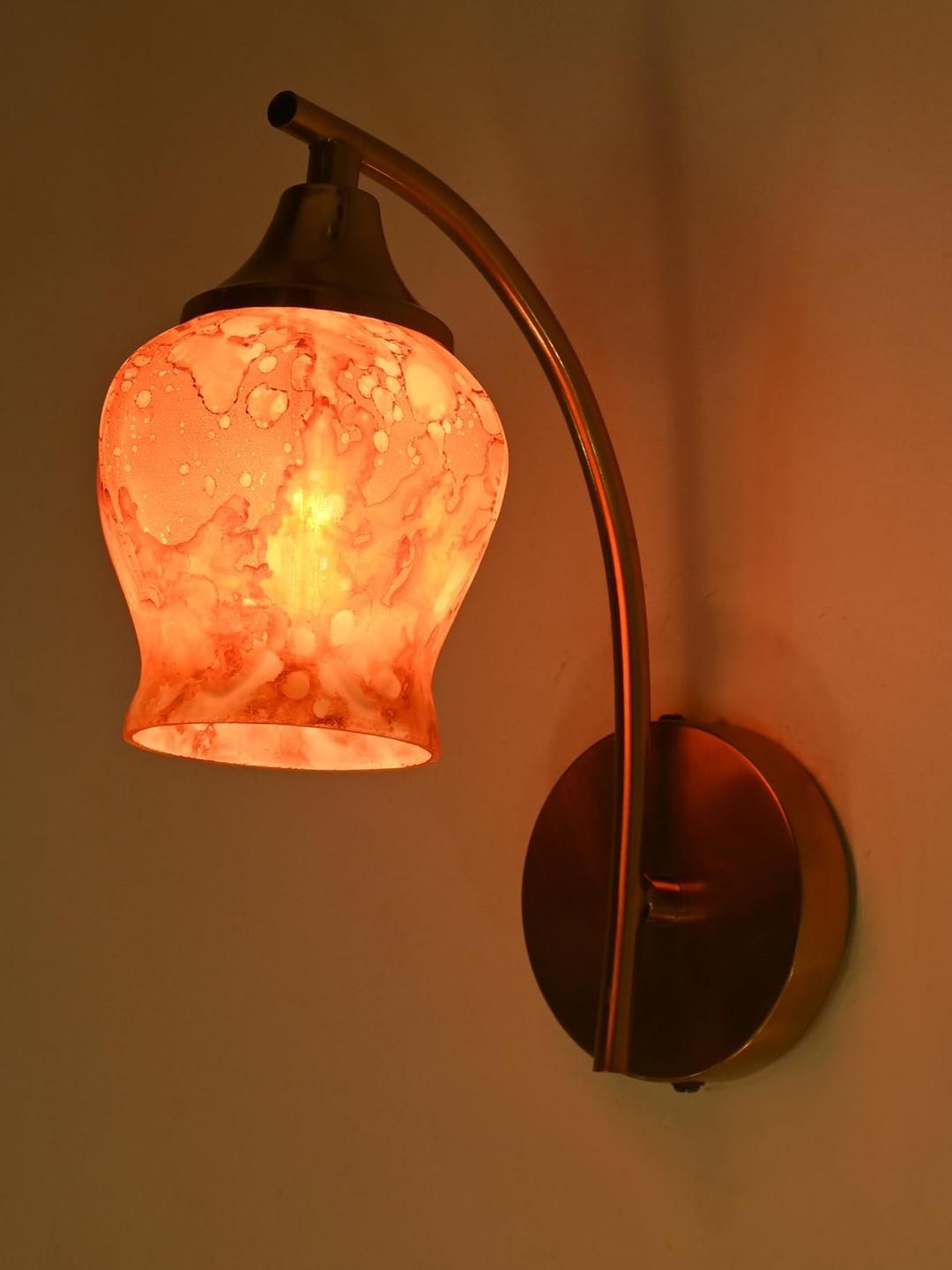 SOMIL Orange Printed Glass Cylinder Shaped Wall Lamp-picture-30