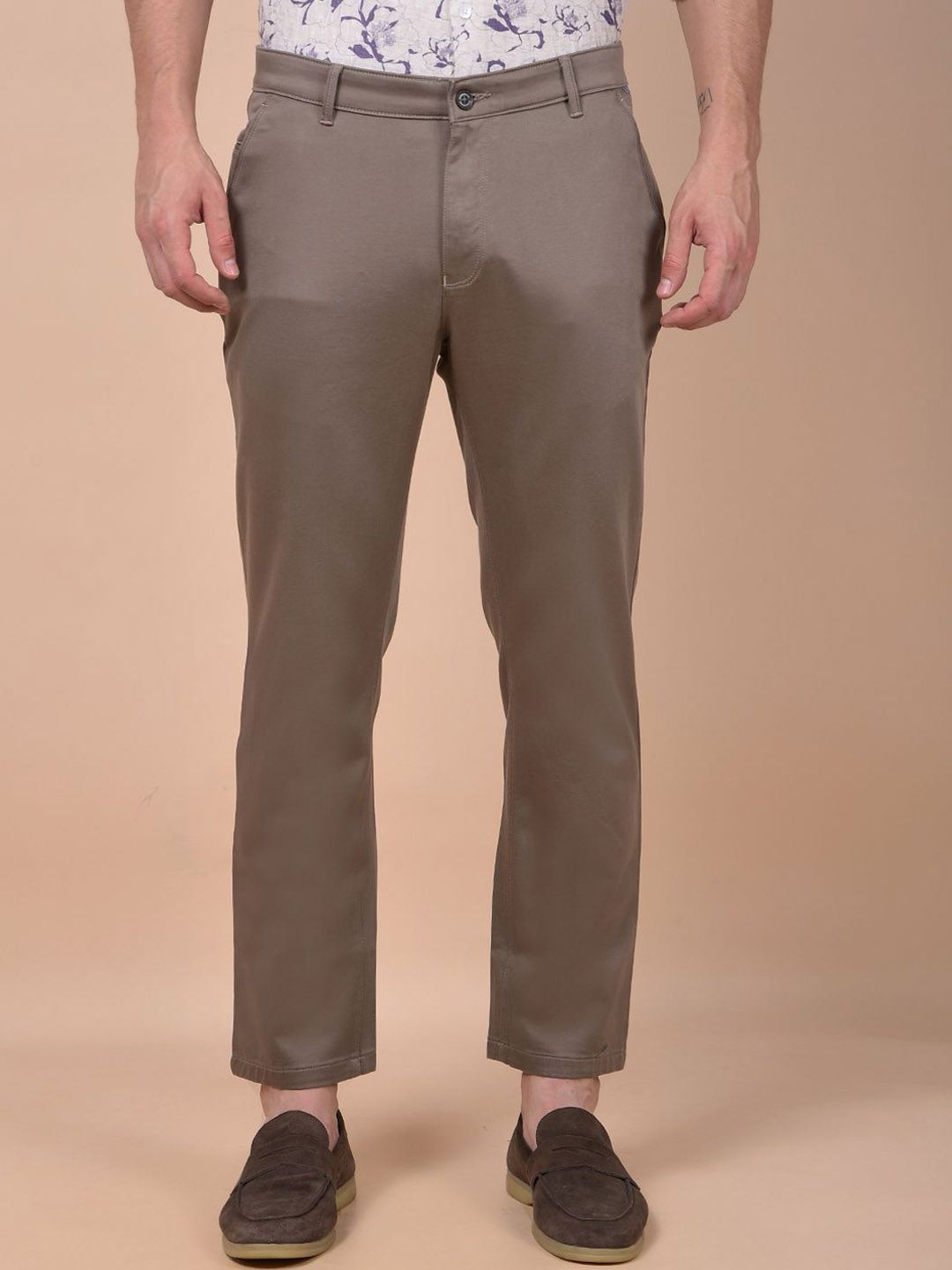 Crimsoune Club Men Solid Mid-Rise Slim Fit Chinos Trousers-picture-23