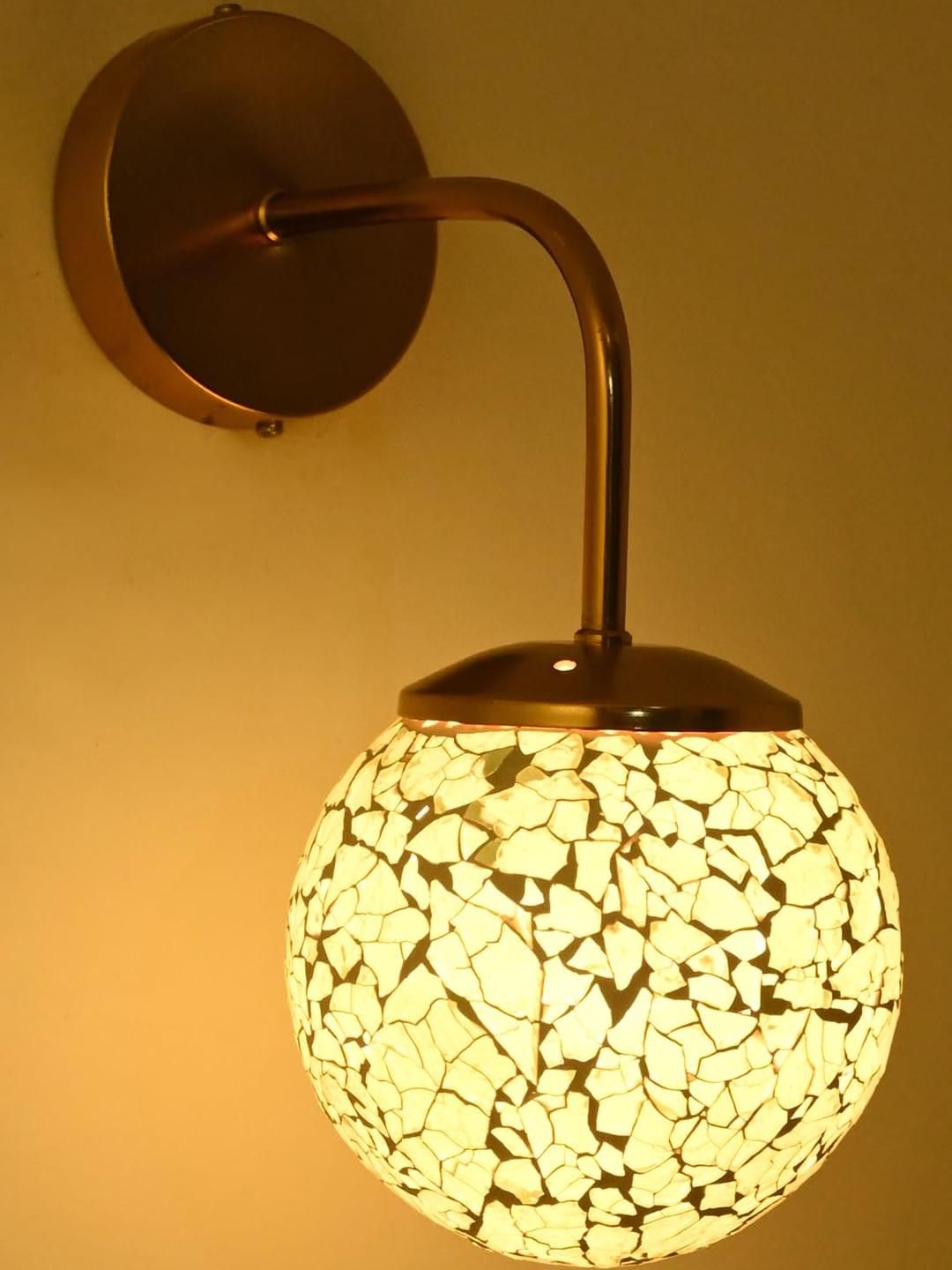 SOMIL Green & Gold-Toned Printed Glass Cylinder Shaped Wall Lamp-picture-25