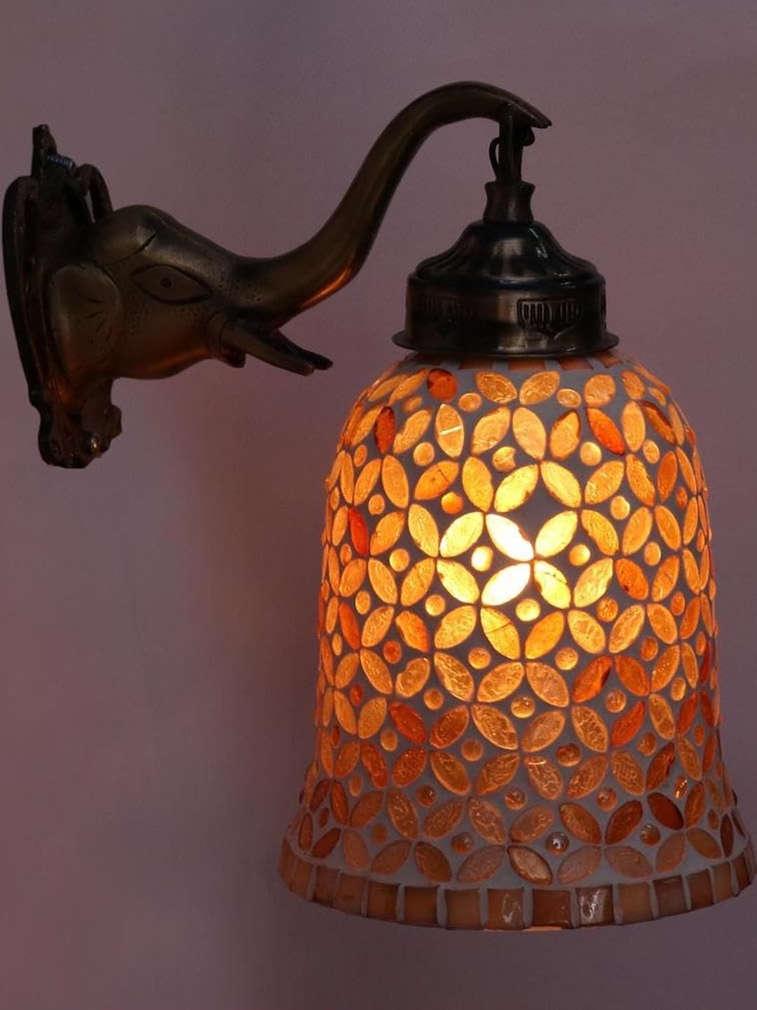 SOMIL Gold-Toned Printed Glass Cylinder Shaped Wall Lamp-picture-13