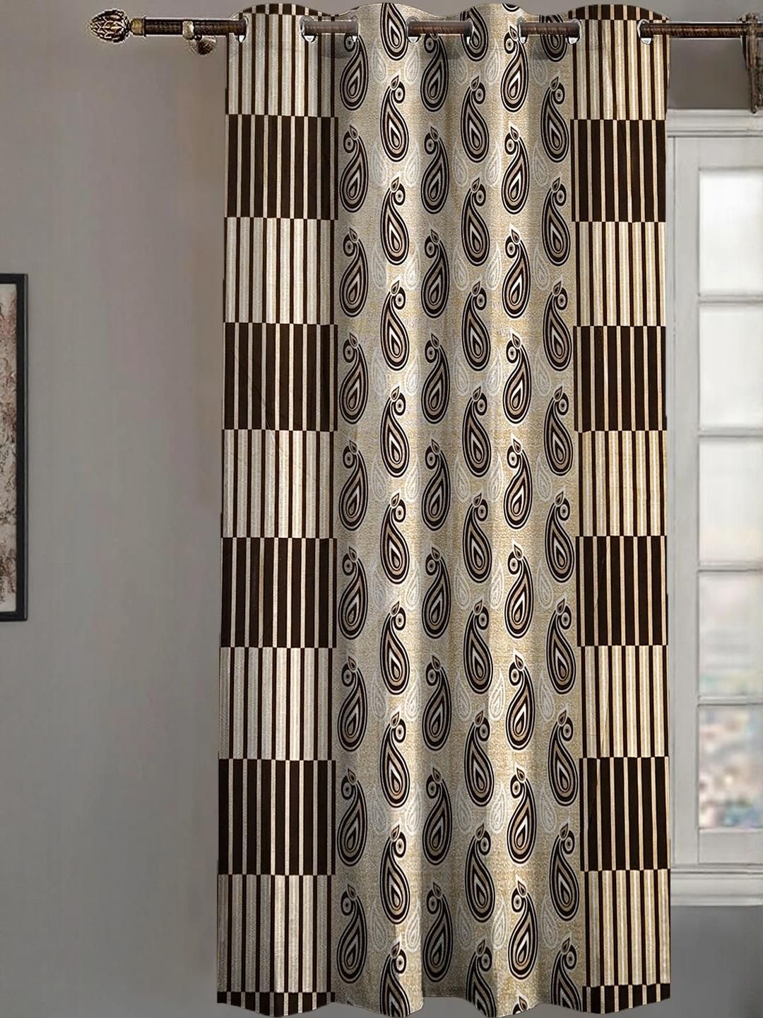Lunar Days Brown Room Darkening Eyelet Window Curtain-image-6