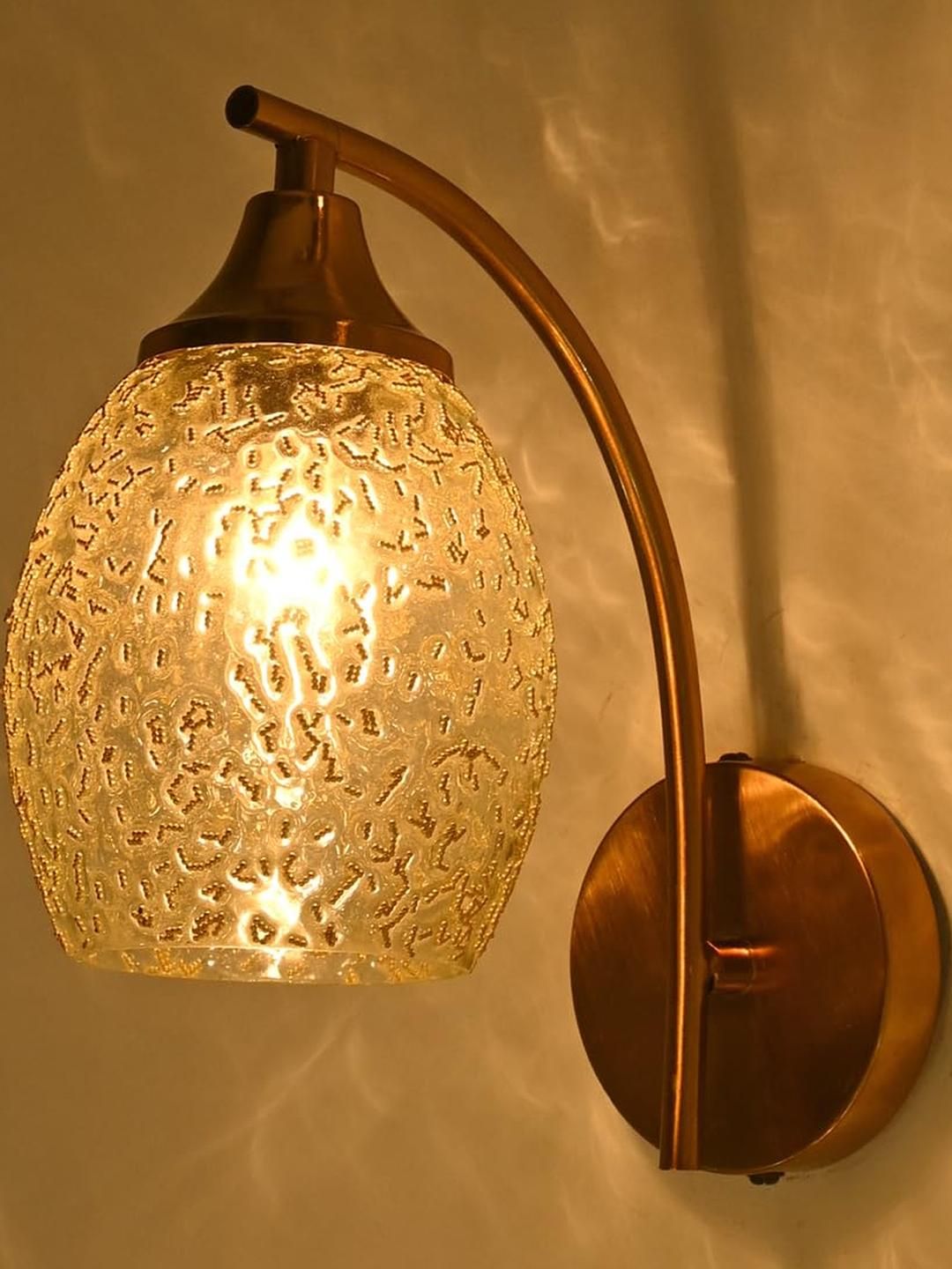 SOMIL White & Gold-Toned Printed Glass Cylinder Shaped Wall Lamp-picture-30