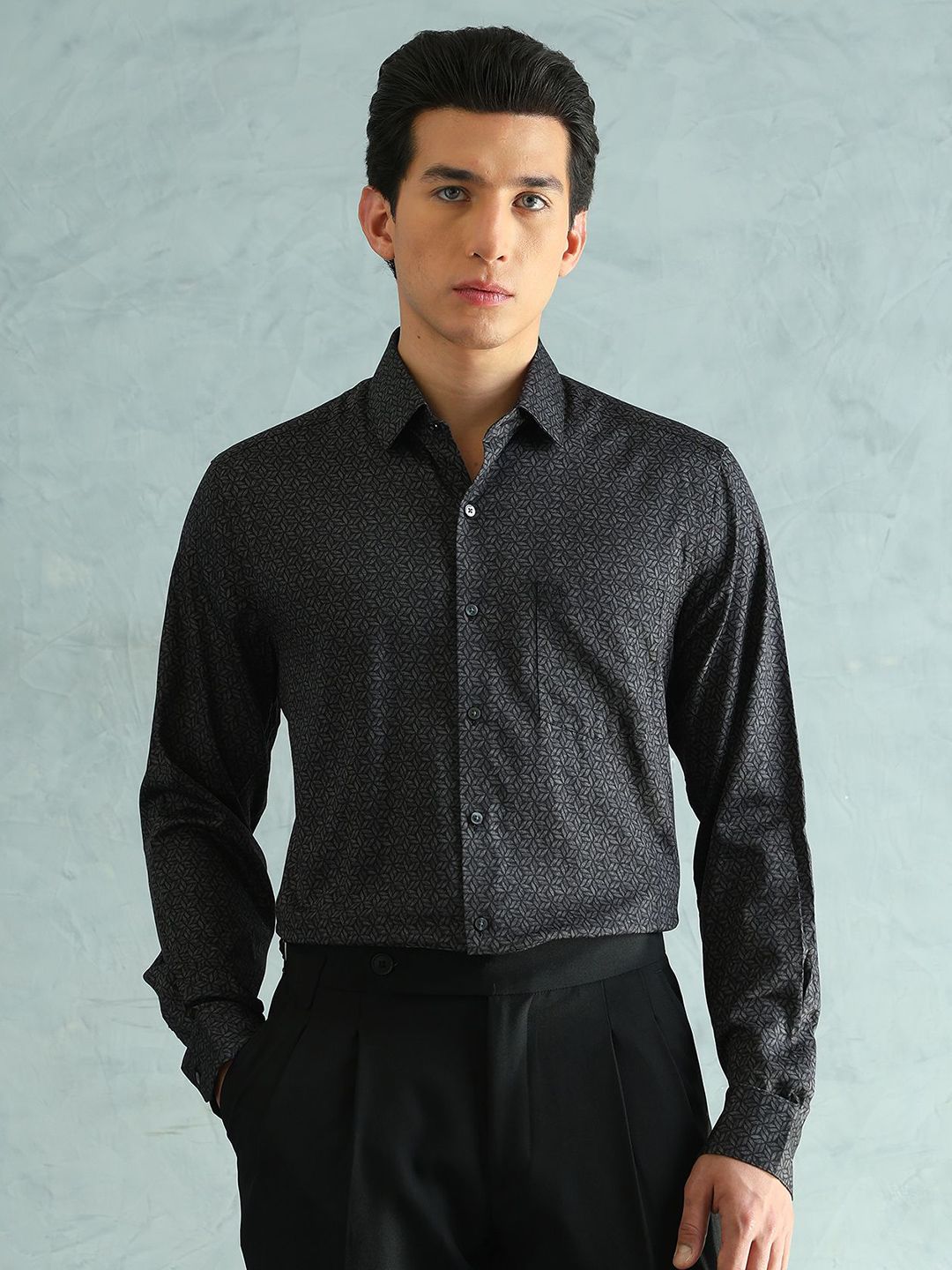 Arrow Slim Fit Floral Printed Long Sleeves Pure Cotton Formal Shirt-picture-27