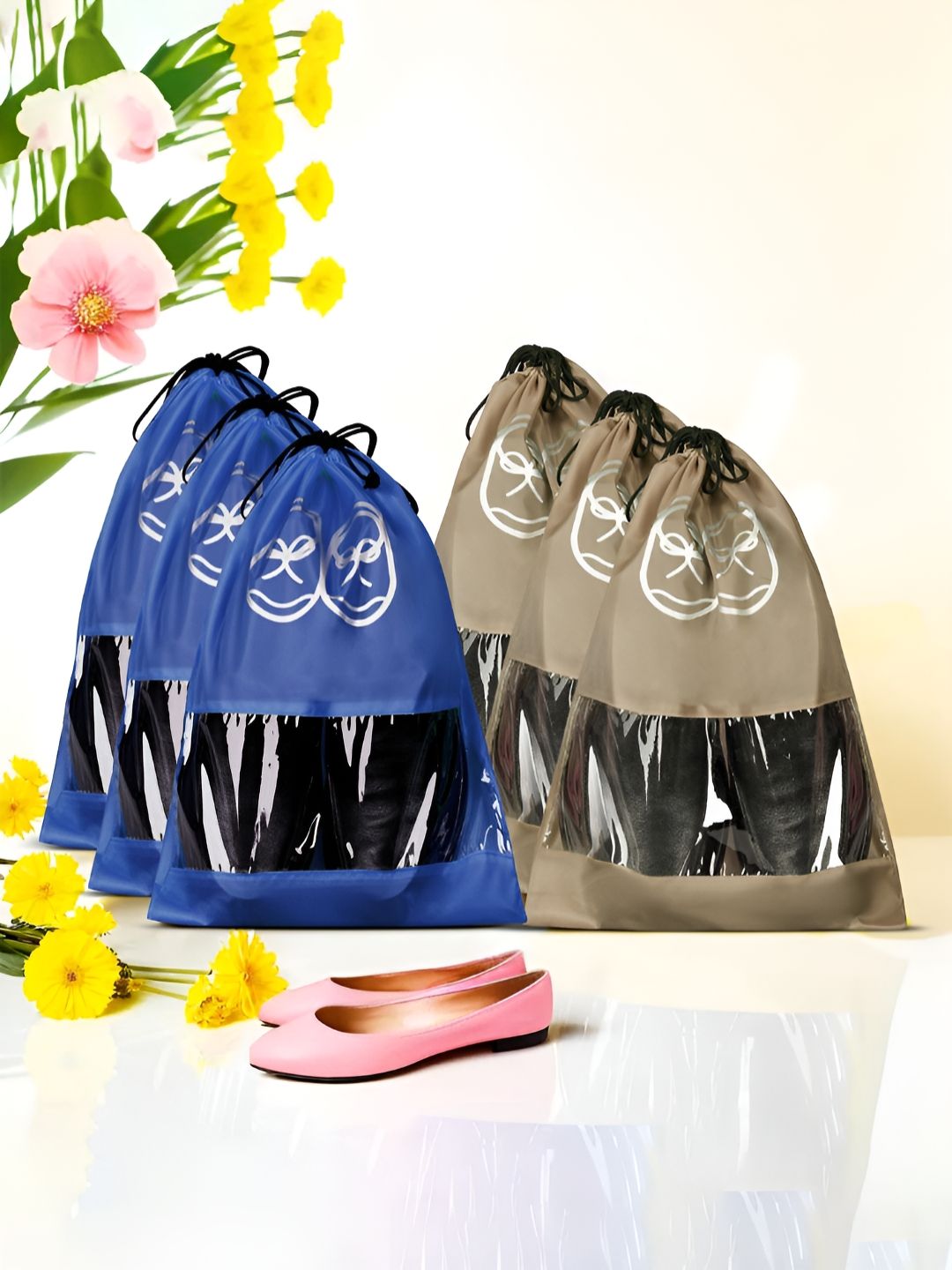 Aura Brown 6 Pieces Reusable Shoes Organisers-picture-20