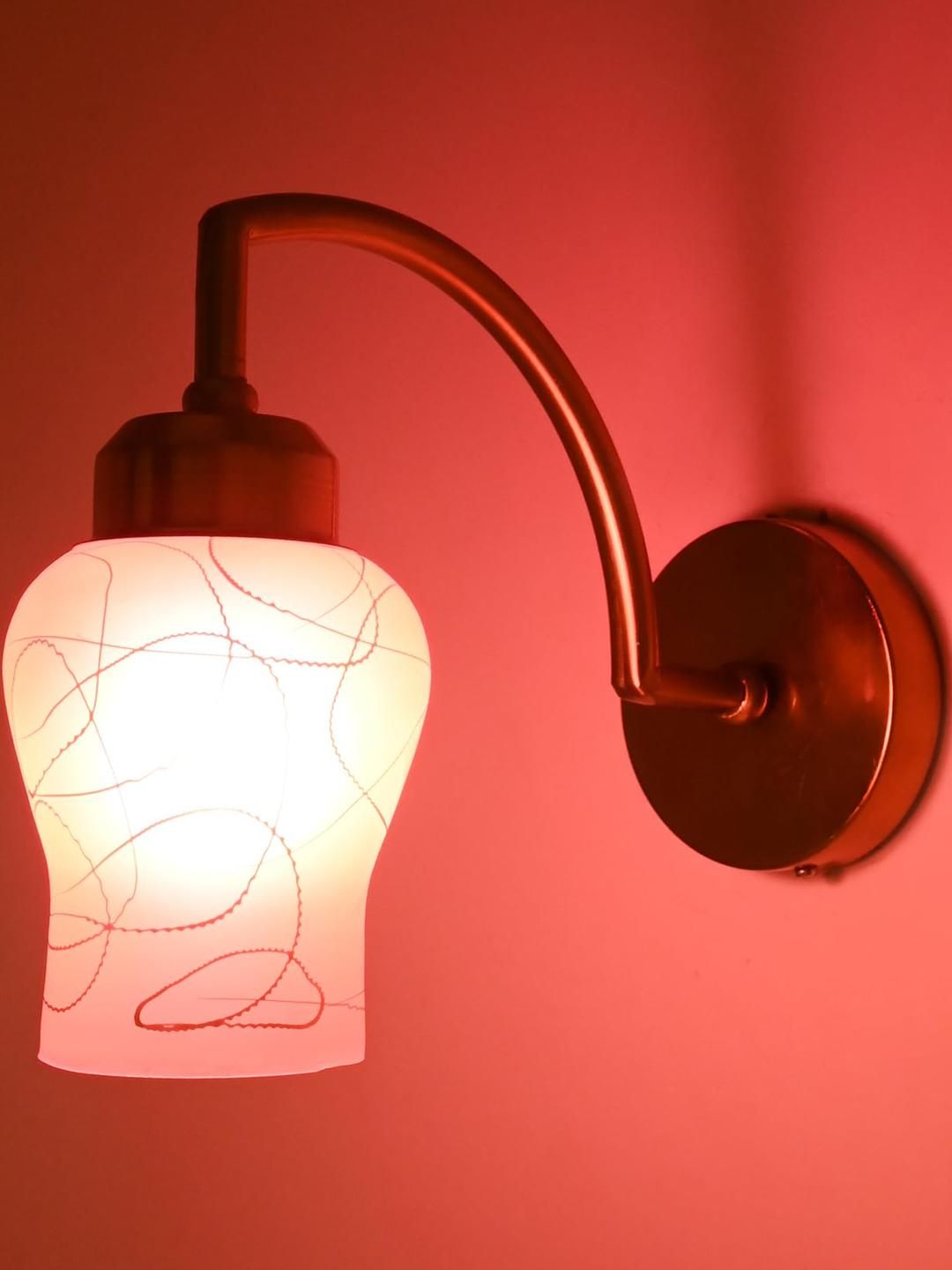 SOMIL Pink & White Printed Glass Cylinder Shaped Wall Lamp-picture-17