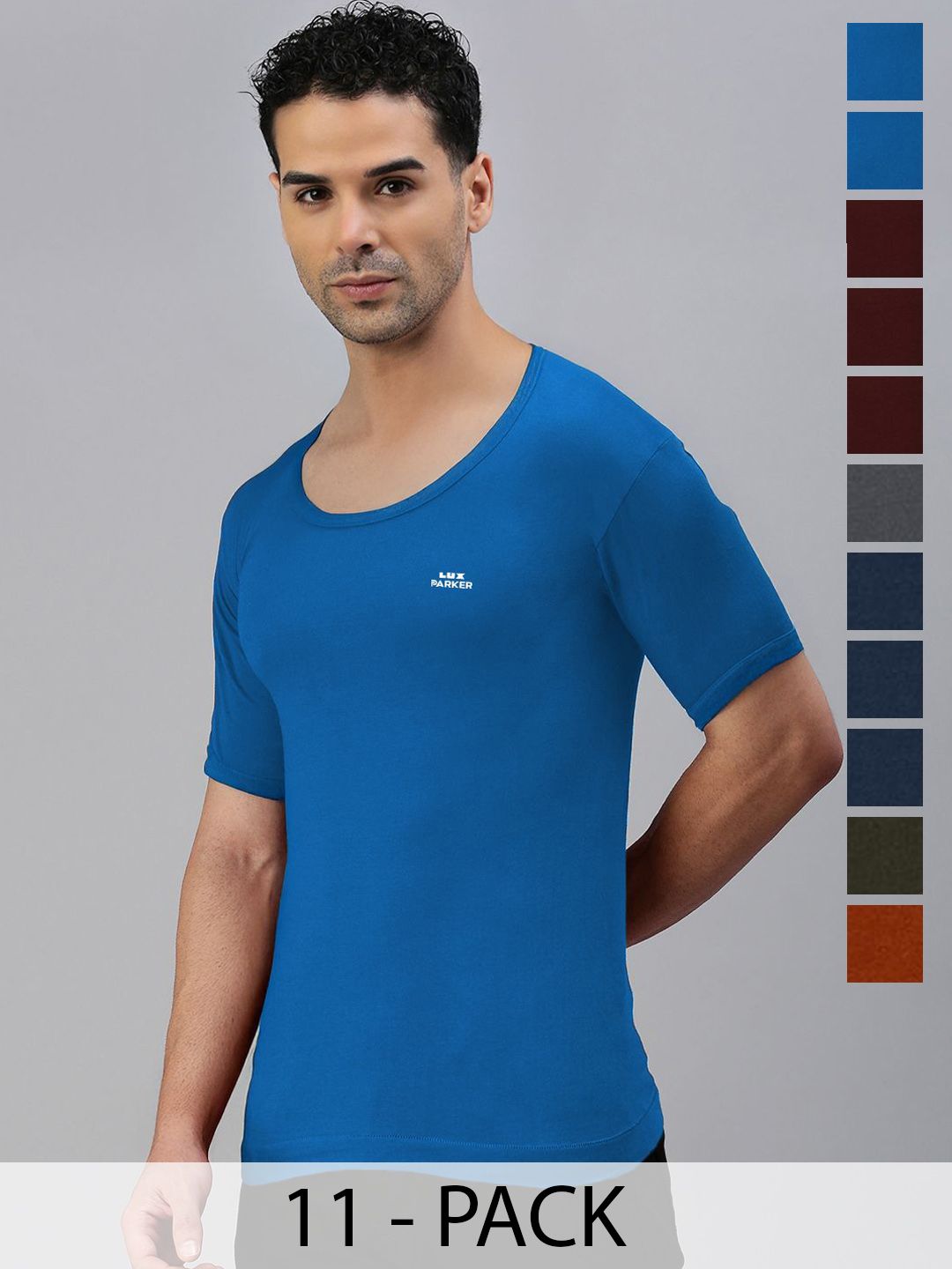 LUX PARKER Pack Of 11 Round Neck Pure Cotton Ultrasoft Vests LUX_PARKER_COL_RNS_11PC-picture-16