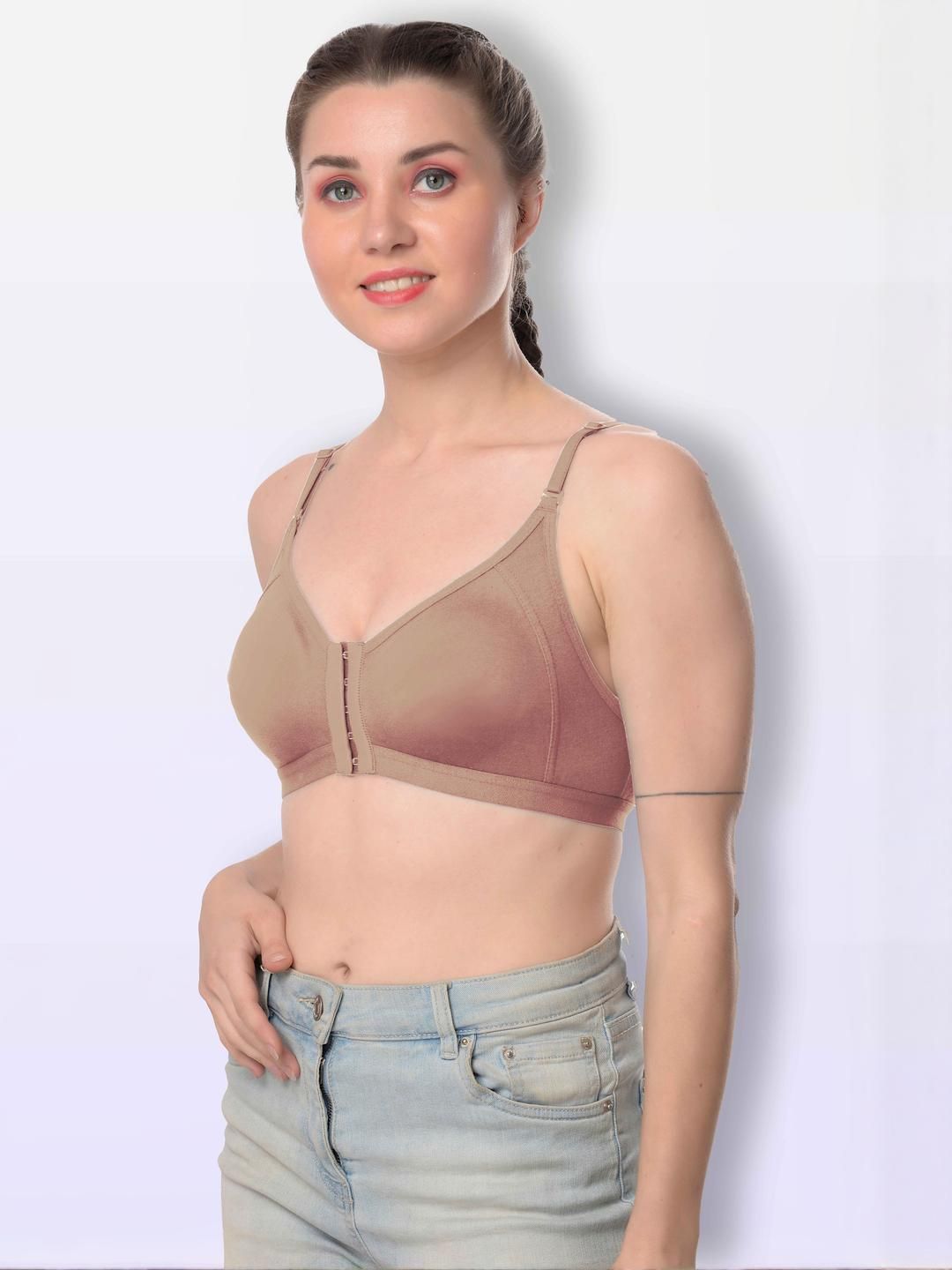 Clothonics Women Pack of 3 Cotton Non-Padded Solid Medium Coverage Bra-picture-19