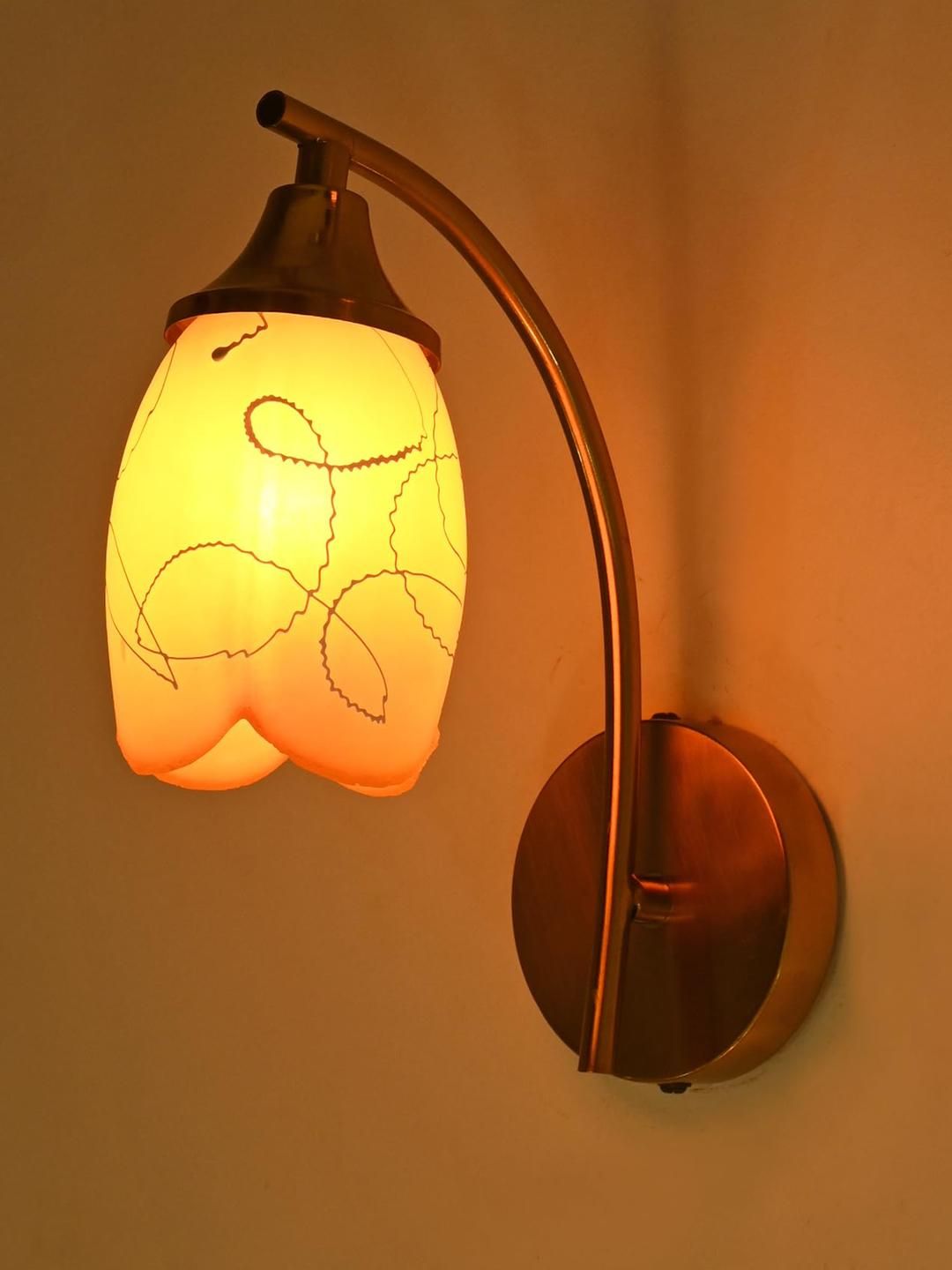 Somil Premium Designer Glass Wall/Night Lamp Elegant & Stylish Dcor Accent for Modern Interiors, Color Orange, White, Size:- 9.5 x 9.5 x 30 CM-picture-34