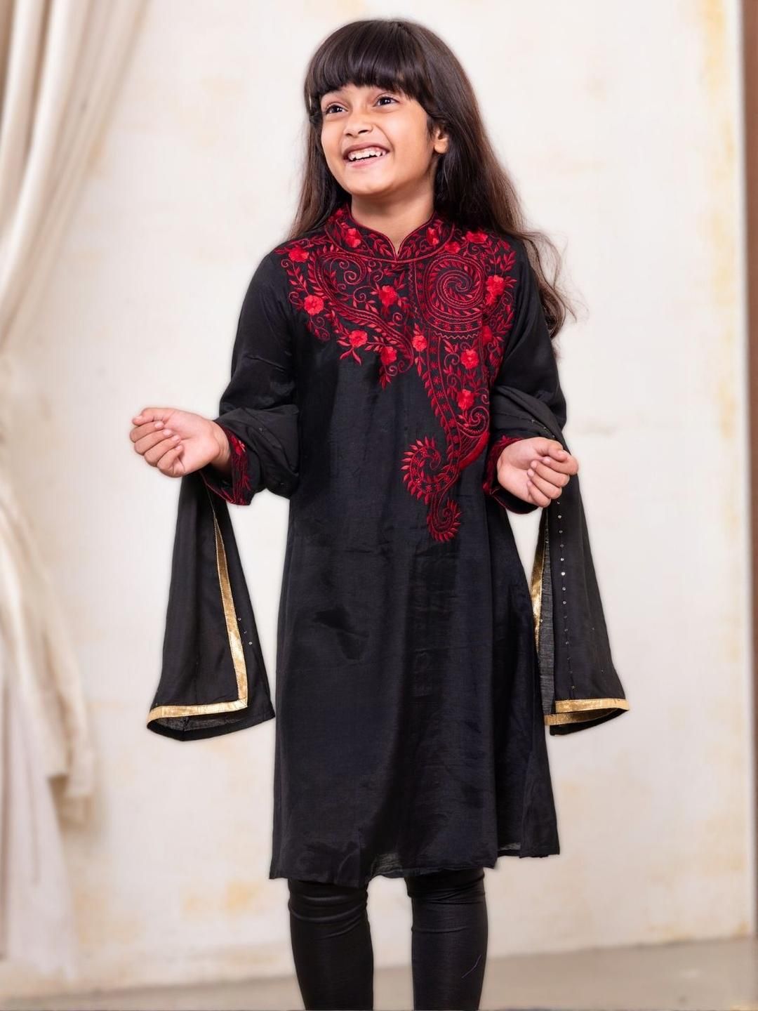 Tura Turi Girls Black Art Silk Kurta Sets-picture-43