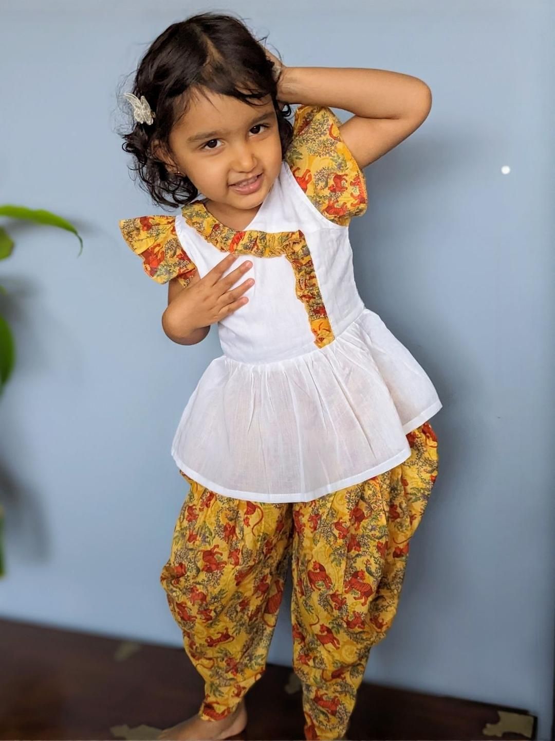 Tura Turi Girls Yellow Pure Cotton Kurta Sets-picture-35