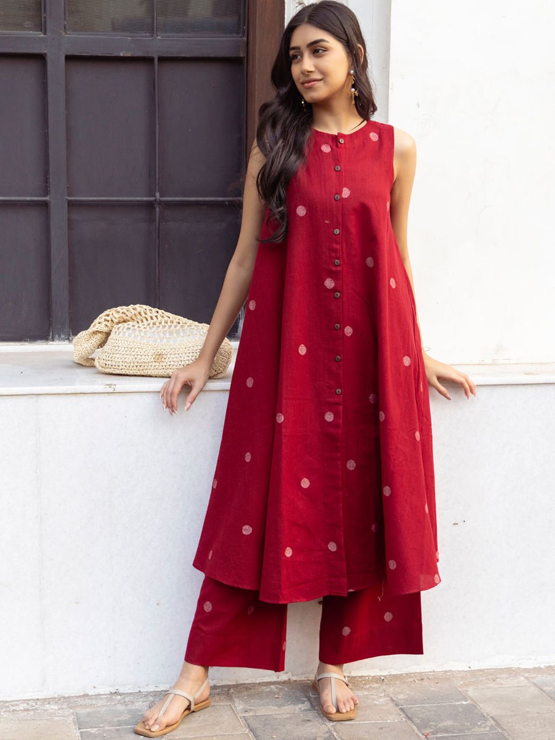 GoSriKi Women Geometric Printed Anarkali Kurta with Palazzo