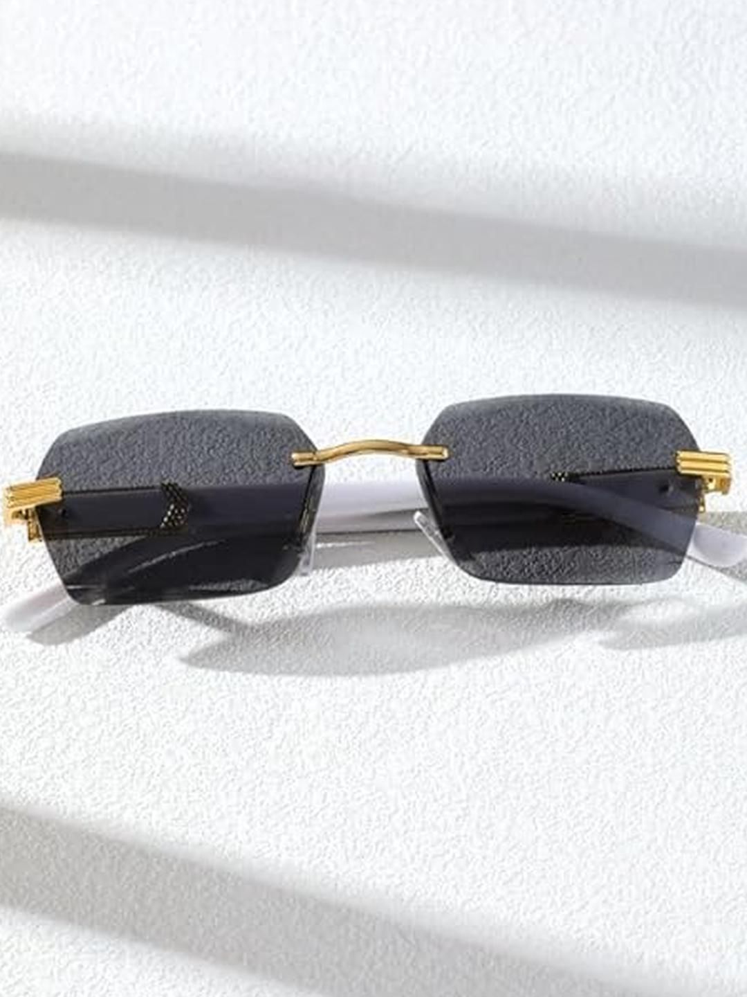 Arzonai Unisex Black UV Protected Lens Metal Sunglasses-picture-33